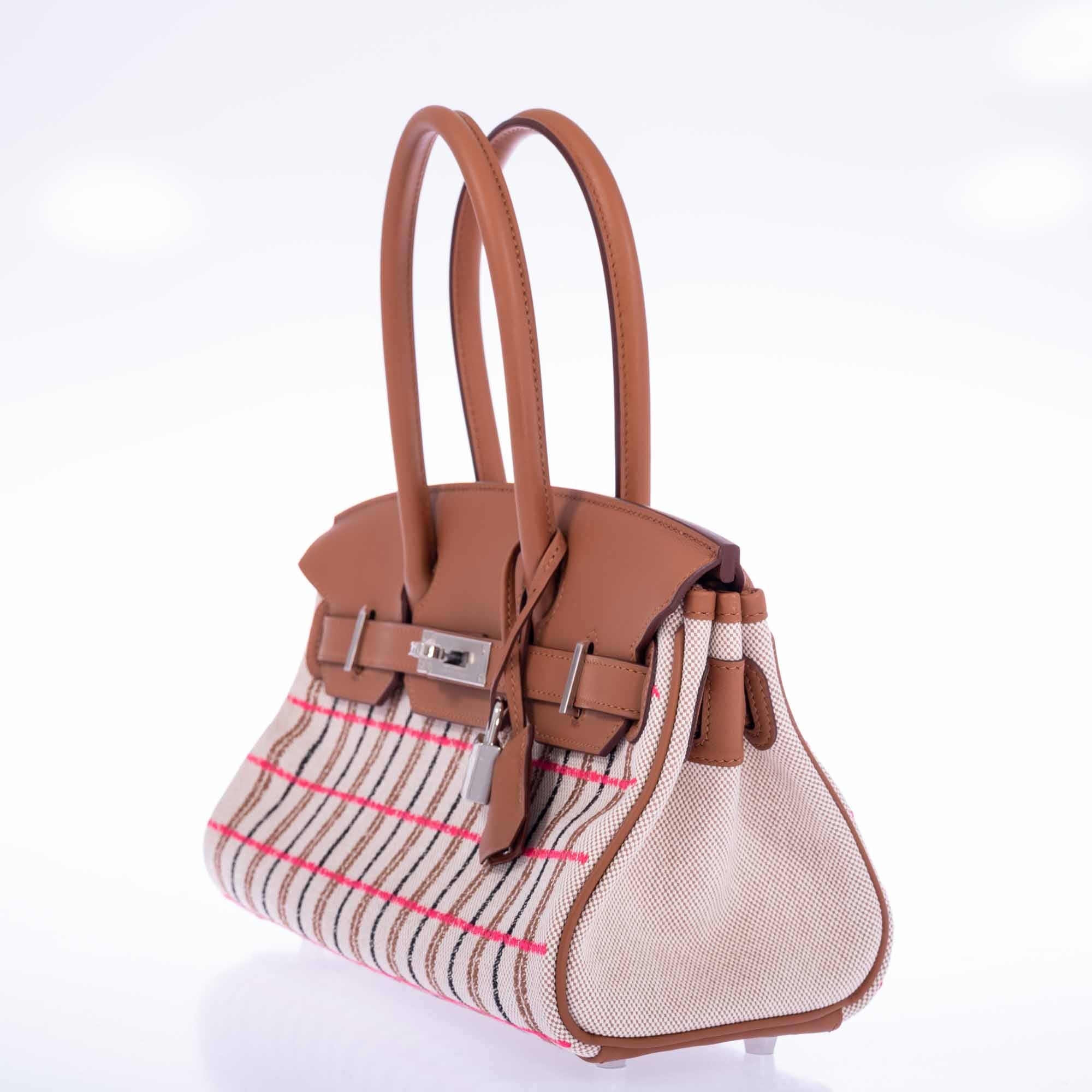Hermès Birkin Shoulder Light 29 in Gold Evercolor and Embroidered Rose Pop, Black, Gold Toile Palladium Hardware