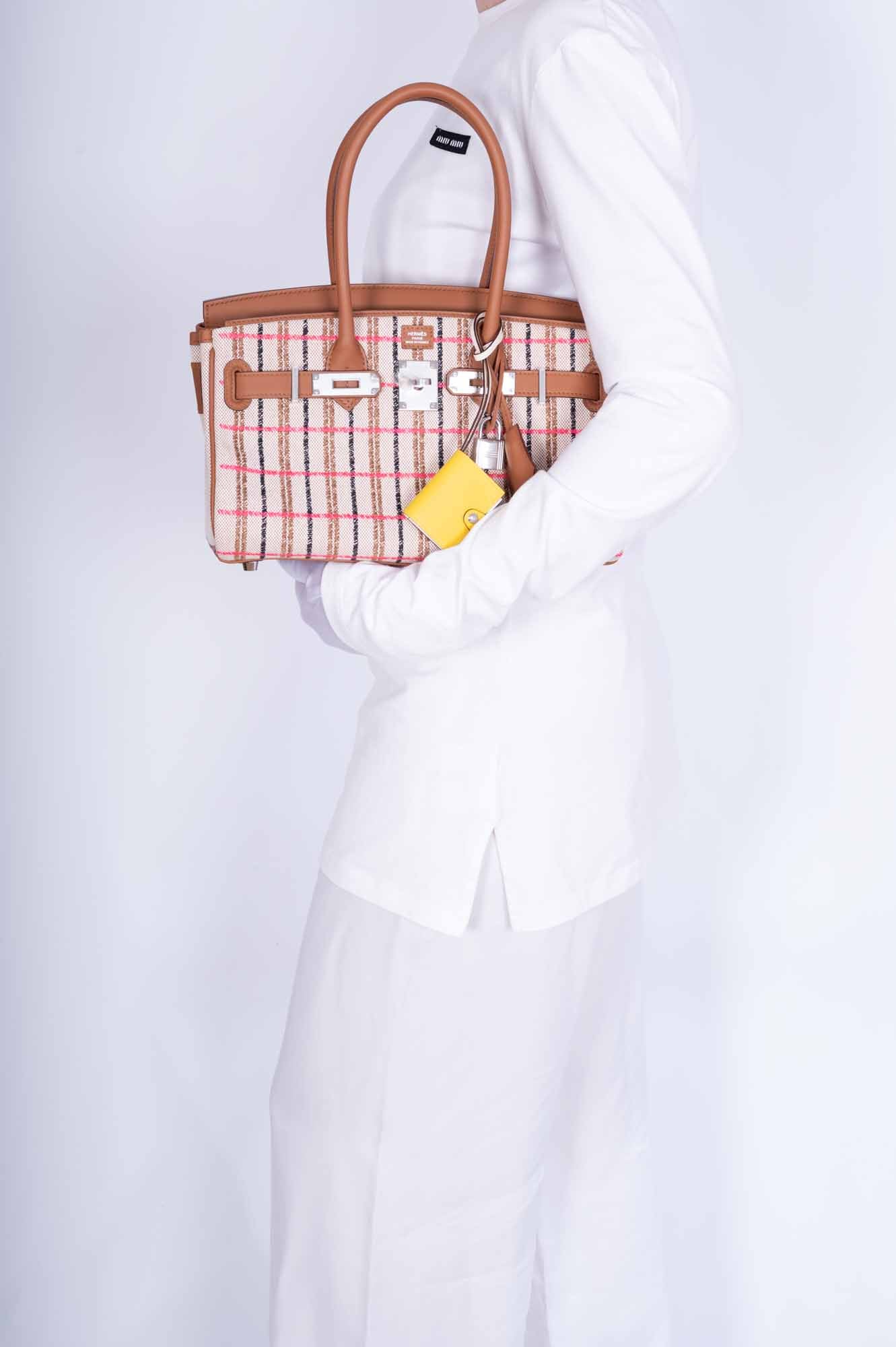 Hermès Birkin Shoulder Light 29 in Gold Evercolor and Embroidered Rose Pop, Black, Gold Toile Palladium Hardware