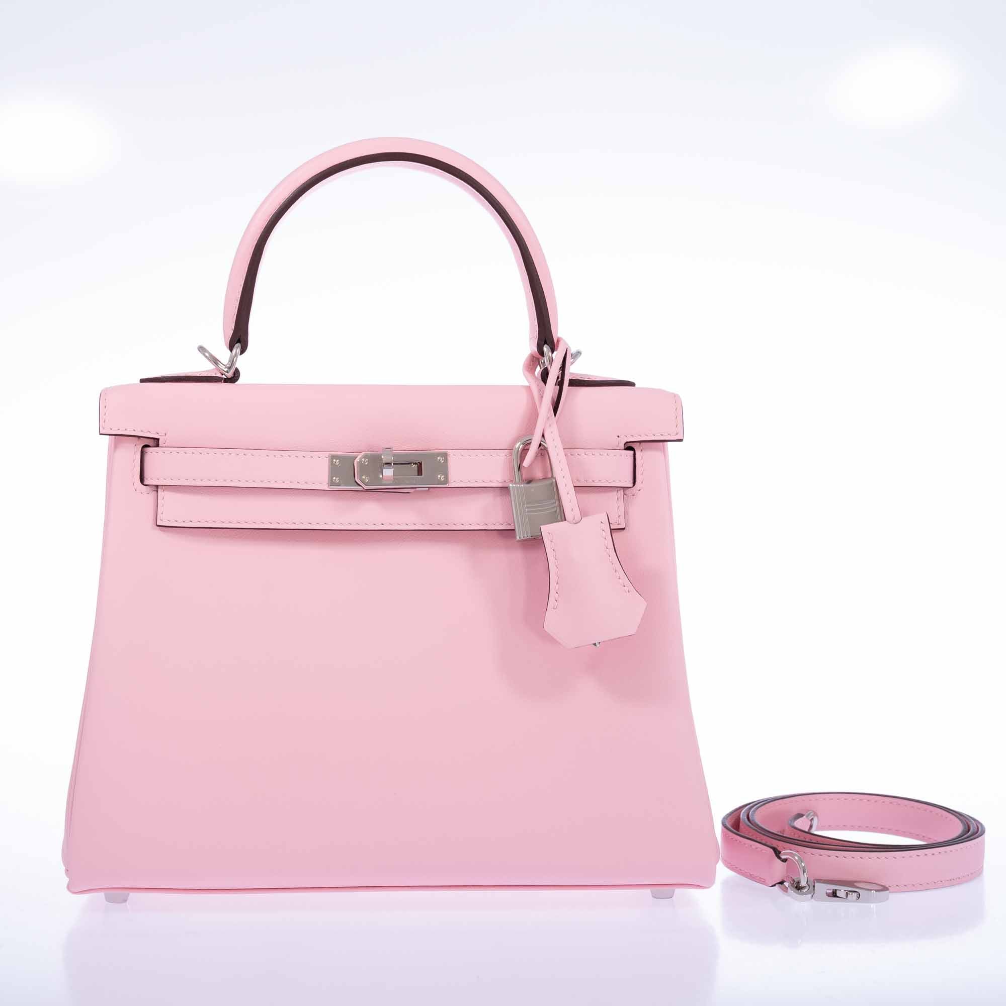 Hermès Kelly 25 Retourne Rose Sakura Swift Palladium Hardware