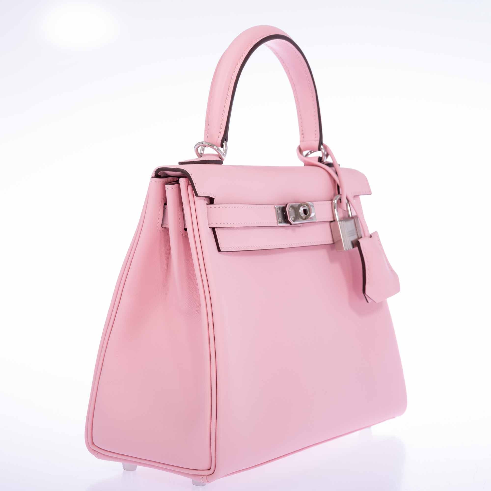 Hermès Kelly 25 Retourne Rose Sakura Swift Palladium Hardware