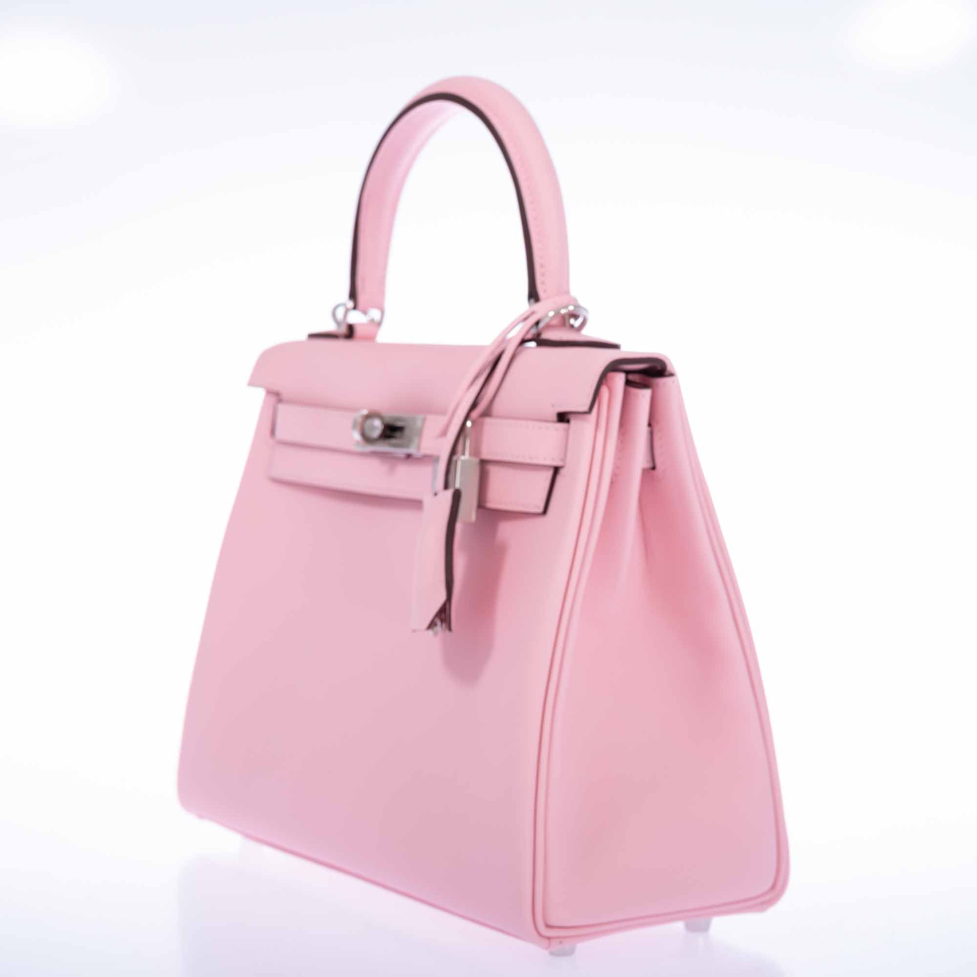 Hermès Kelly 25 Retourne Rose Sakura Swift Palladium Hardware