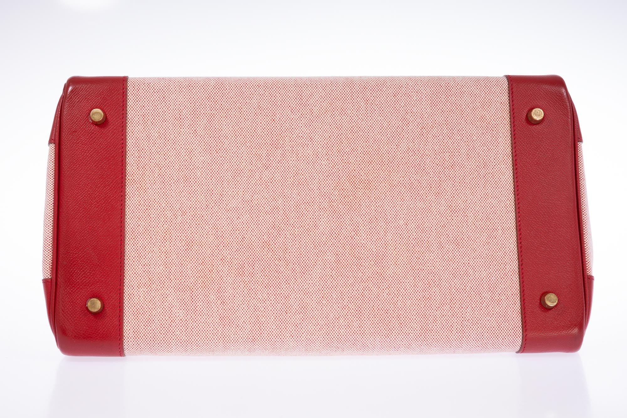 Hermès Birkin 40 Rouge Vif Toile and Courchevel with Gold Hardware