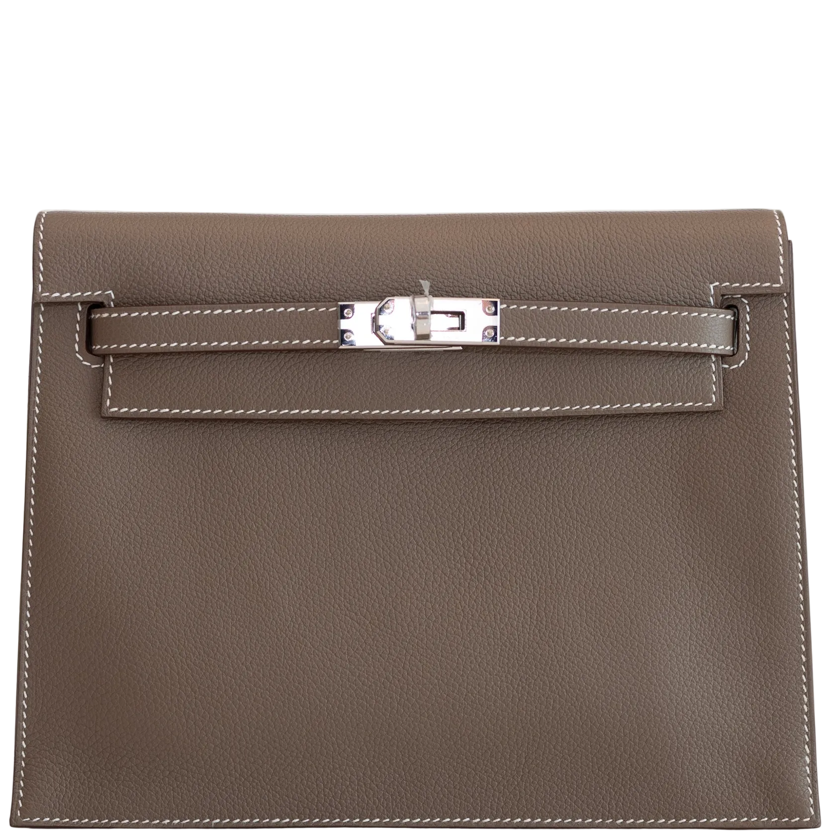 Hermès Kelly Danse II Verso Etoupe / Vert Foncé Evercolor Palladium Hardware