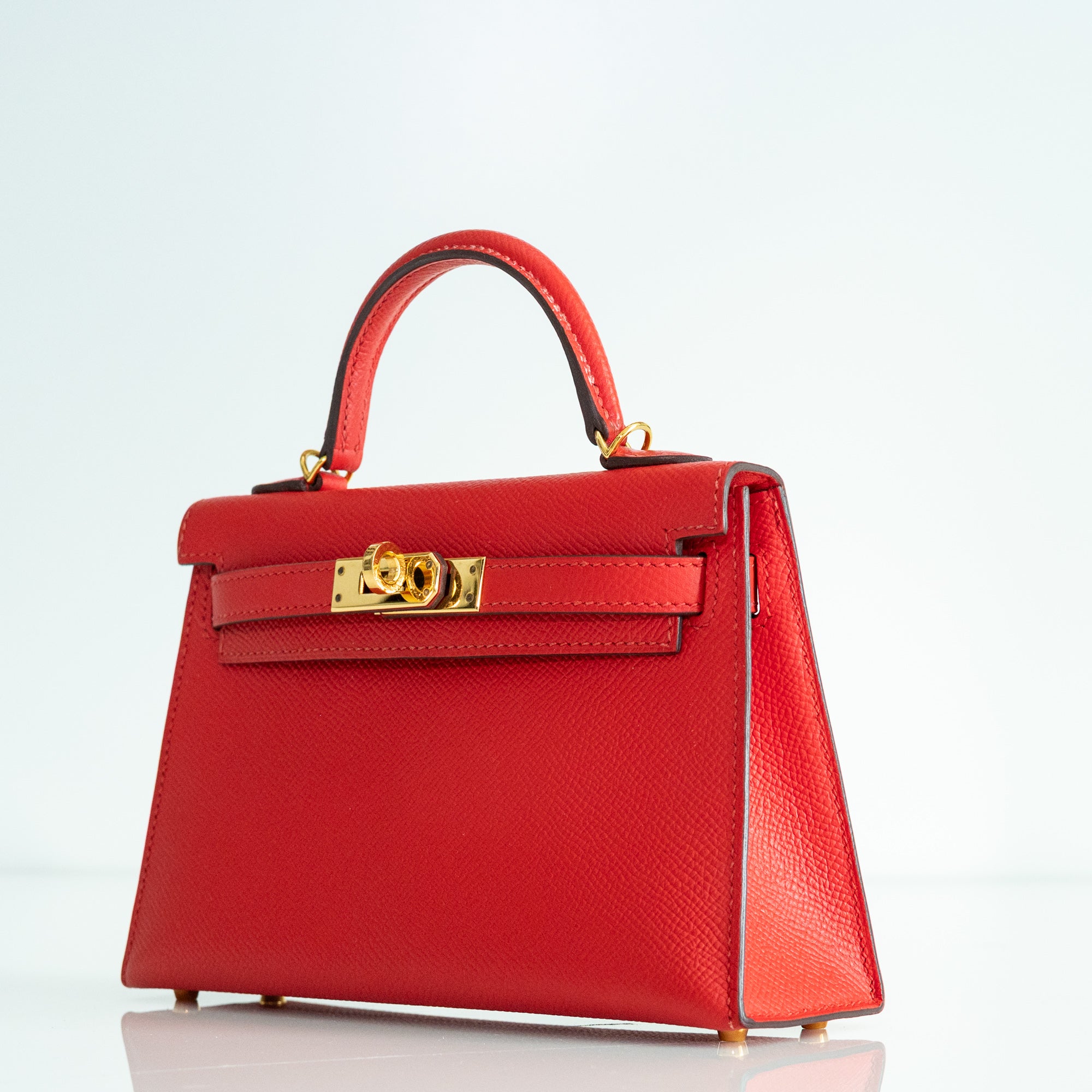 Hermès Mini Kelly II Sellier Rouge Tomate Epsom Gold Hardware