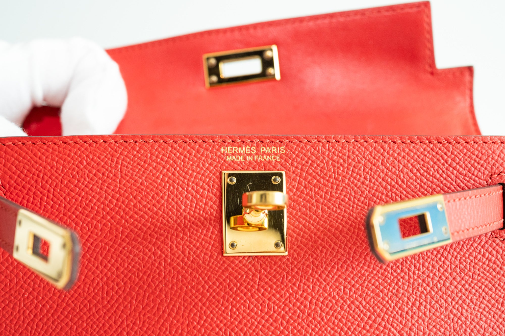 Hermès Mini Kelly II Sellier Rouge Tomate Epsom Gold Hardware
