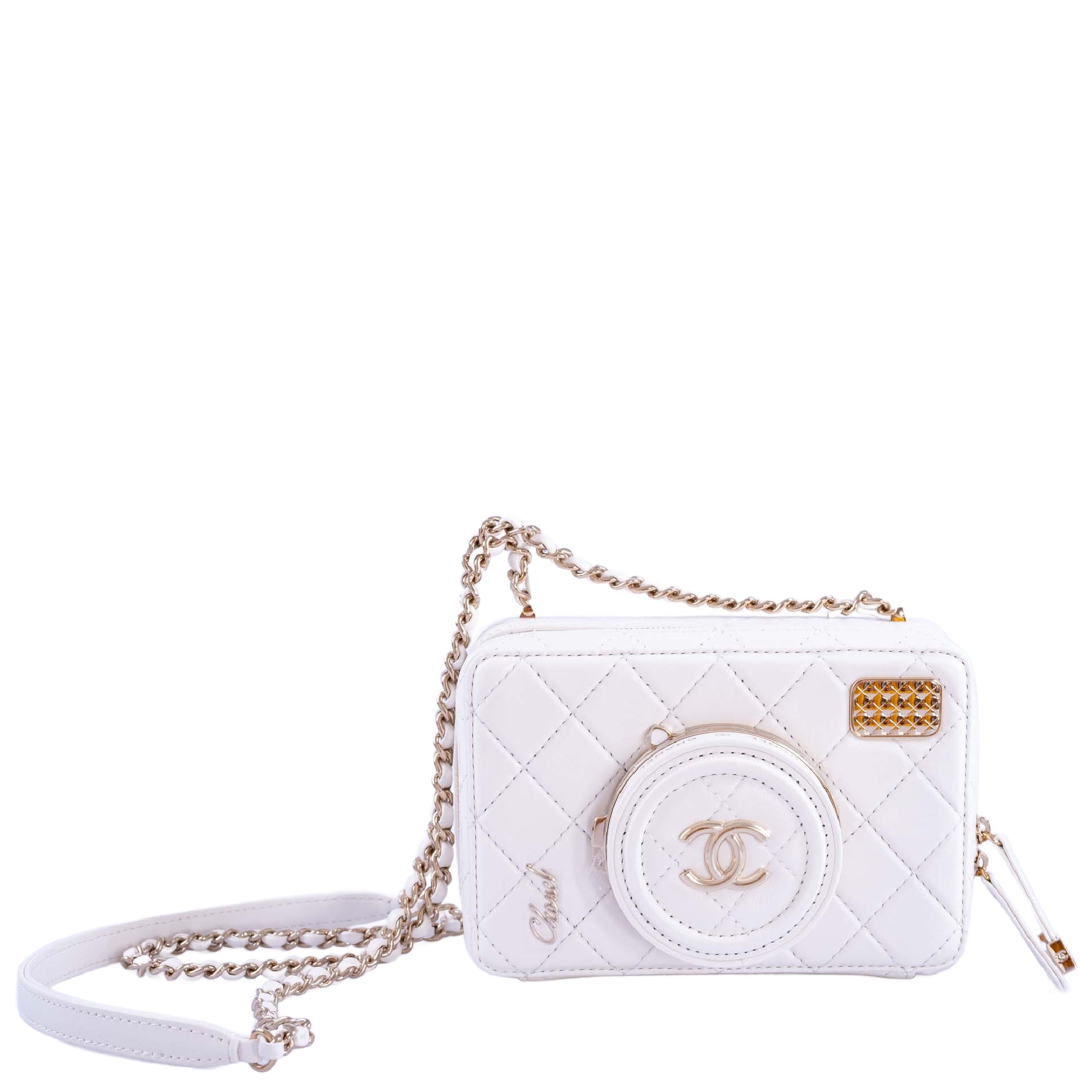 24S Chanel Collectible Runway Camera White Mirror Crossbody Bag