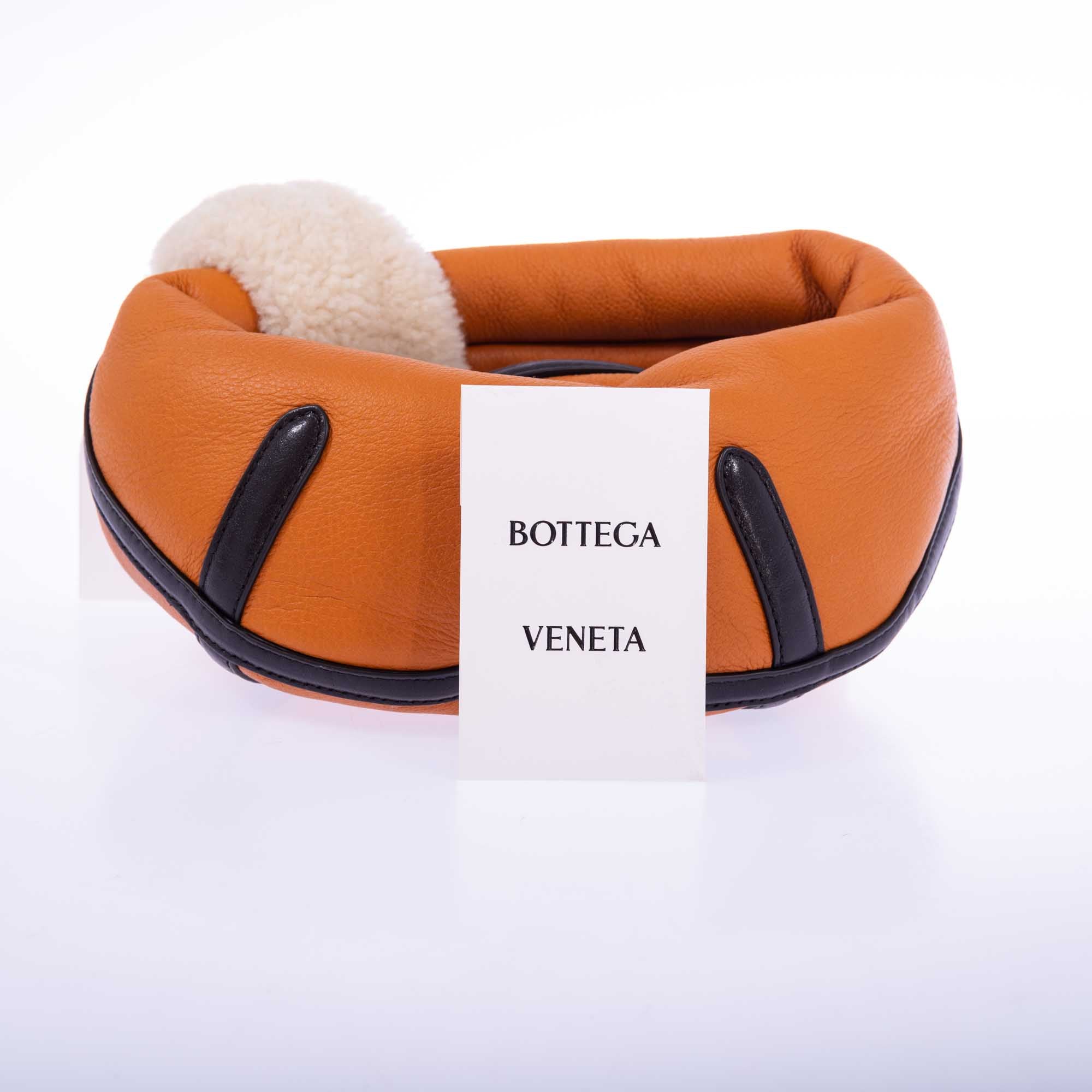 Bottega Veneta Mini Jodie Honey Calfskin Shearling Aviator Gold Hardware