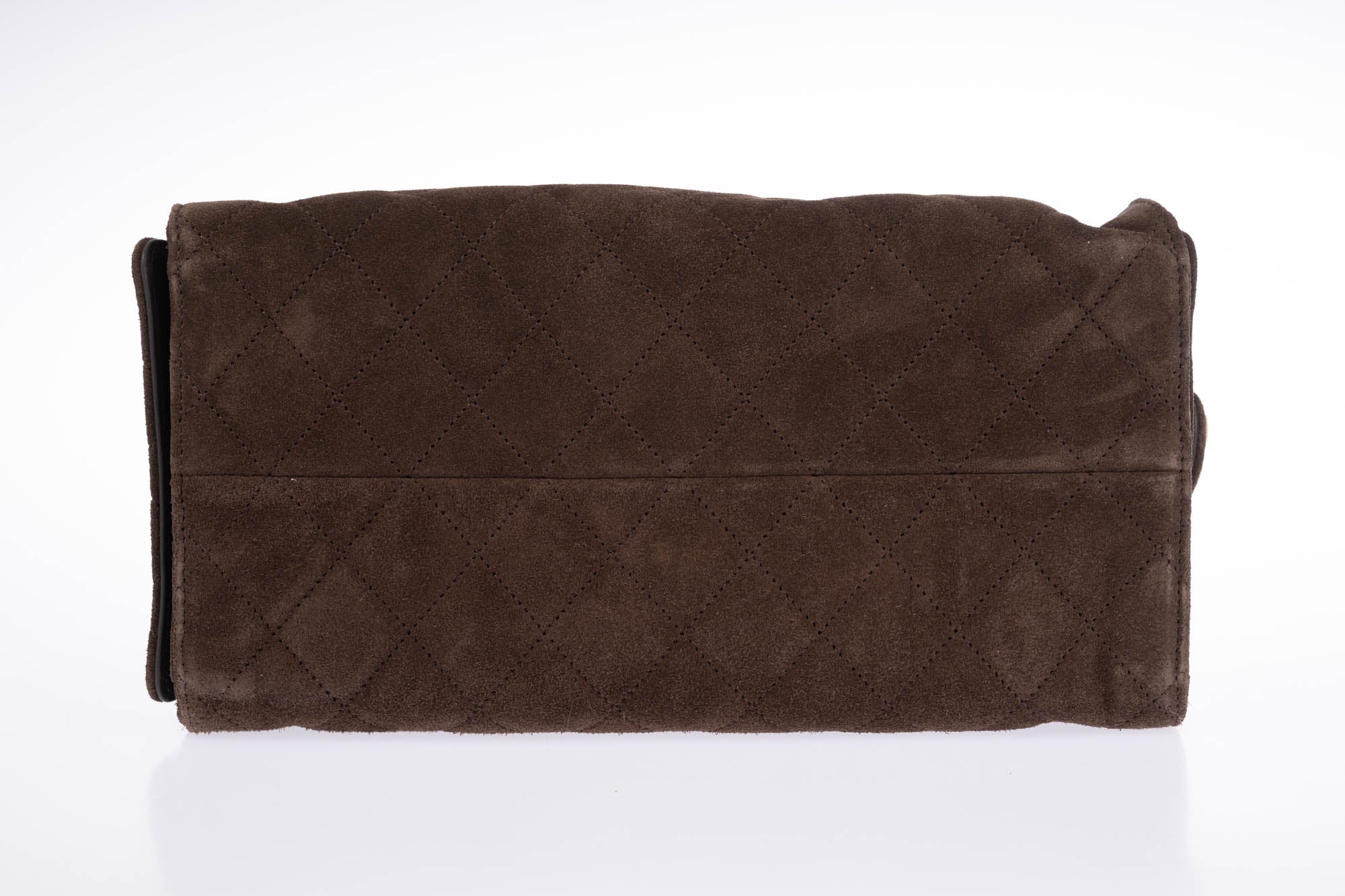 Chanel 25 Medium Handbag Dark Brown Quilted Suede Gold Hardware