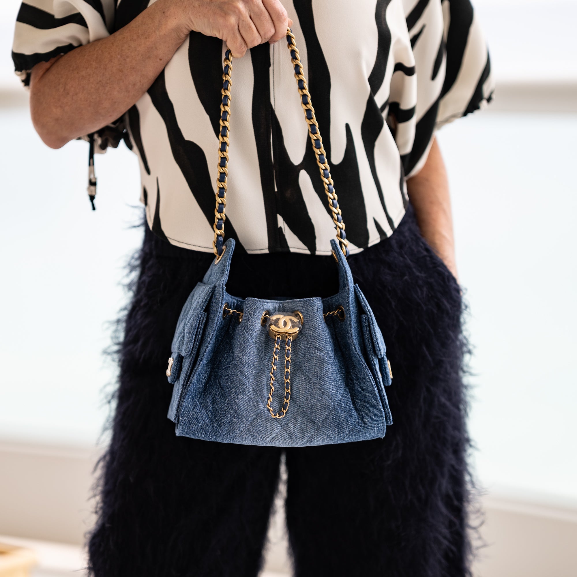 Chanel 25 Mini Washed Denim Blue Gold Hardware