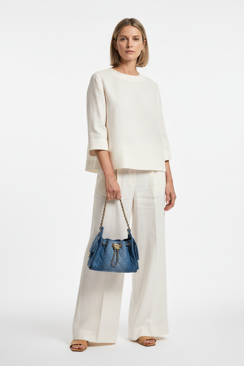 Chanel 25 Mini Washed Denim Blue Gold Hardware