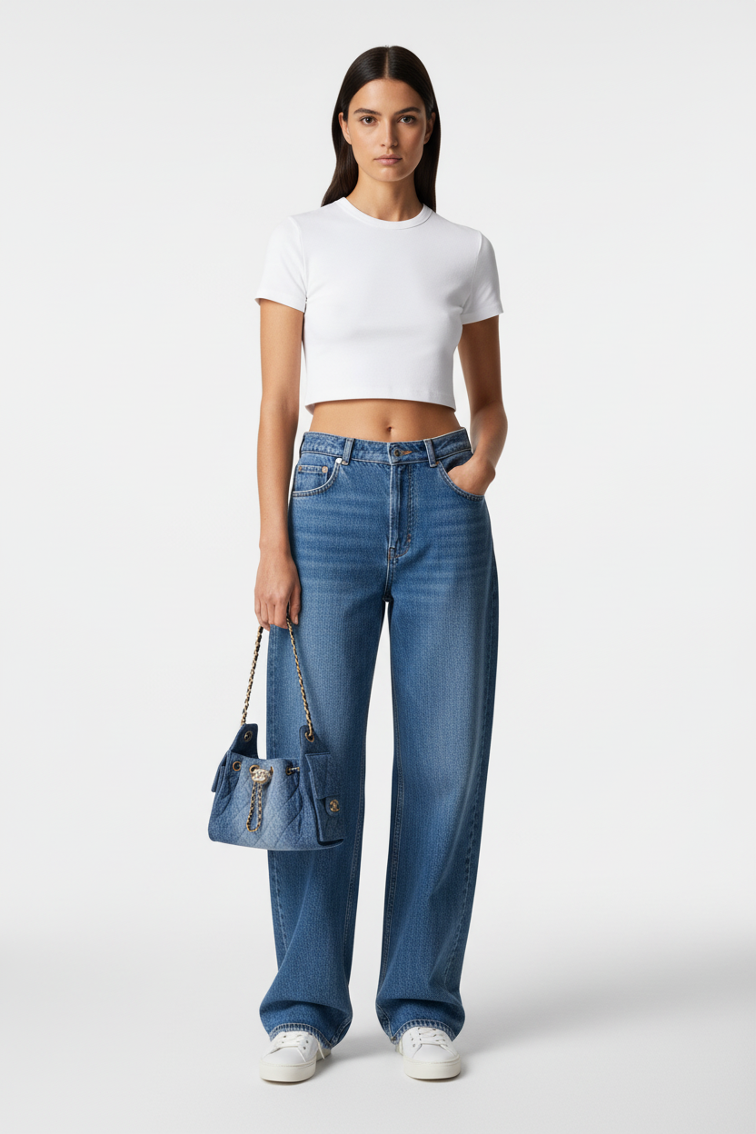 Chanel 25 Mini Washed Denim Blue Gold Hardware