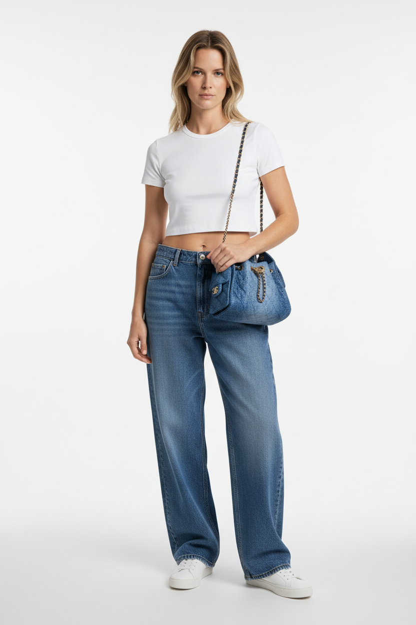 Chanel 25 Mini Washed Denim Blue Gold Hardware