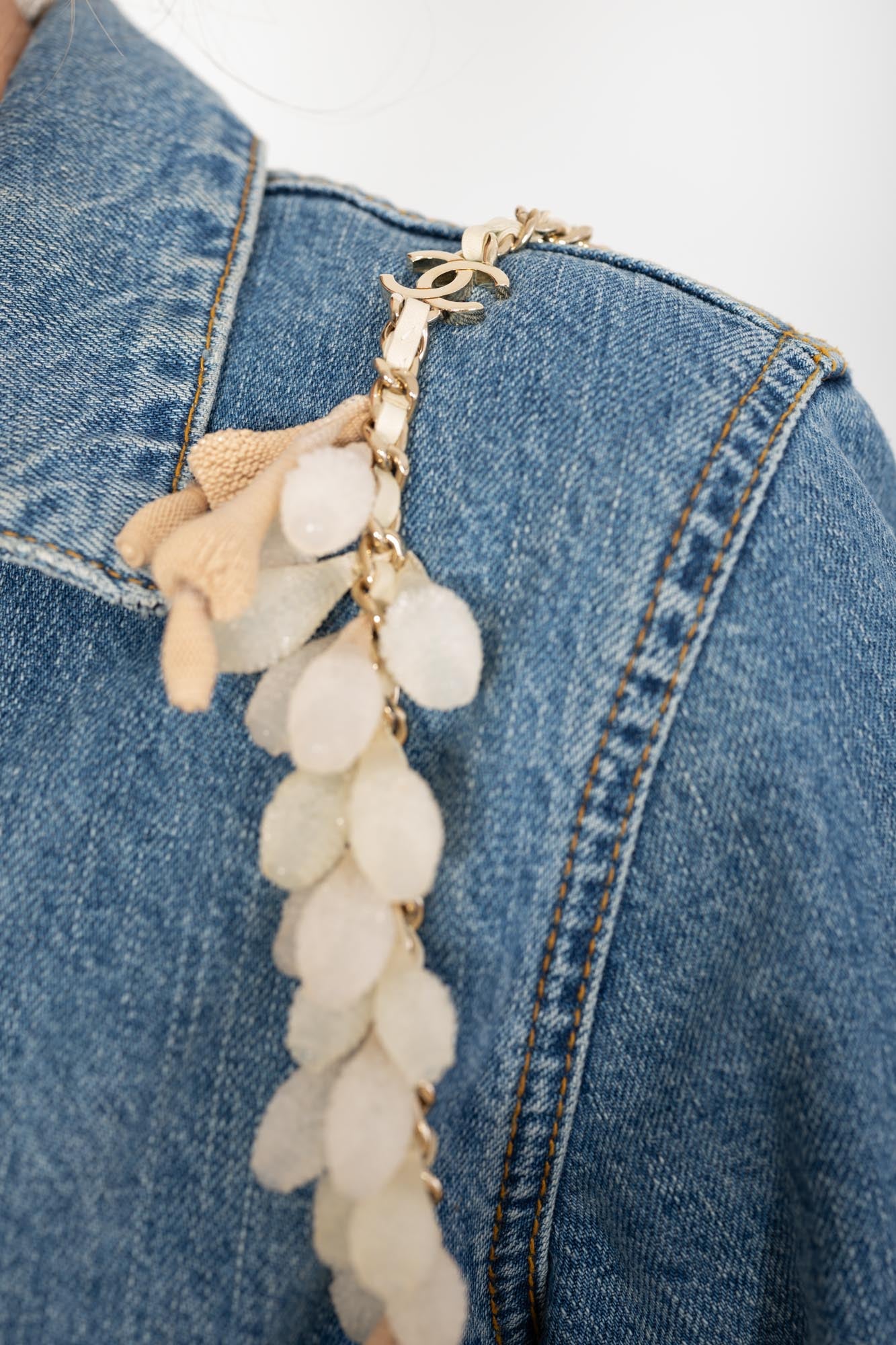 Chanel Beige Crochet & Rubber Coral Seashell Mini Bucket Bag Gold Hardware