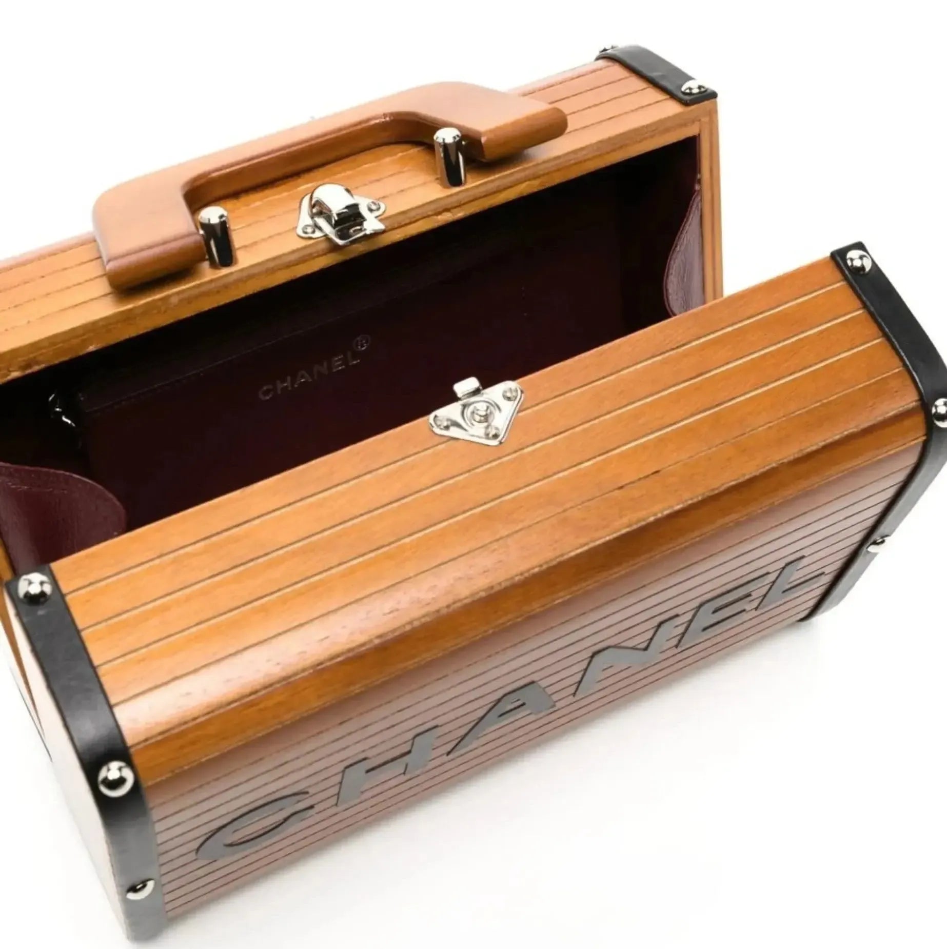 Chanel CC Wooden Vanity Bag Silver Hardware