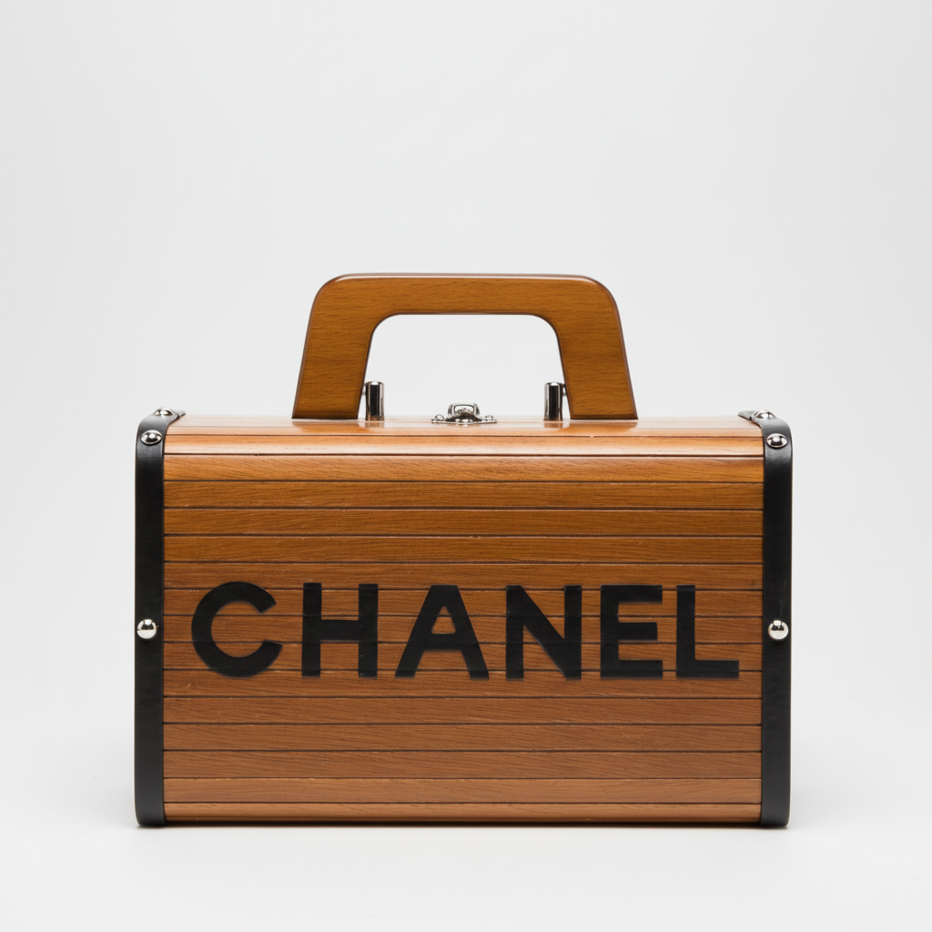 Chanel CC Wooden Vanity Bag Silver Hardware