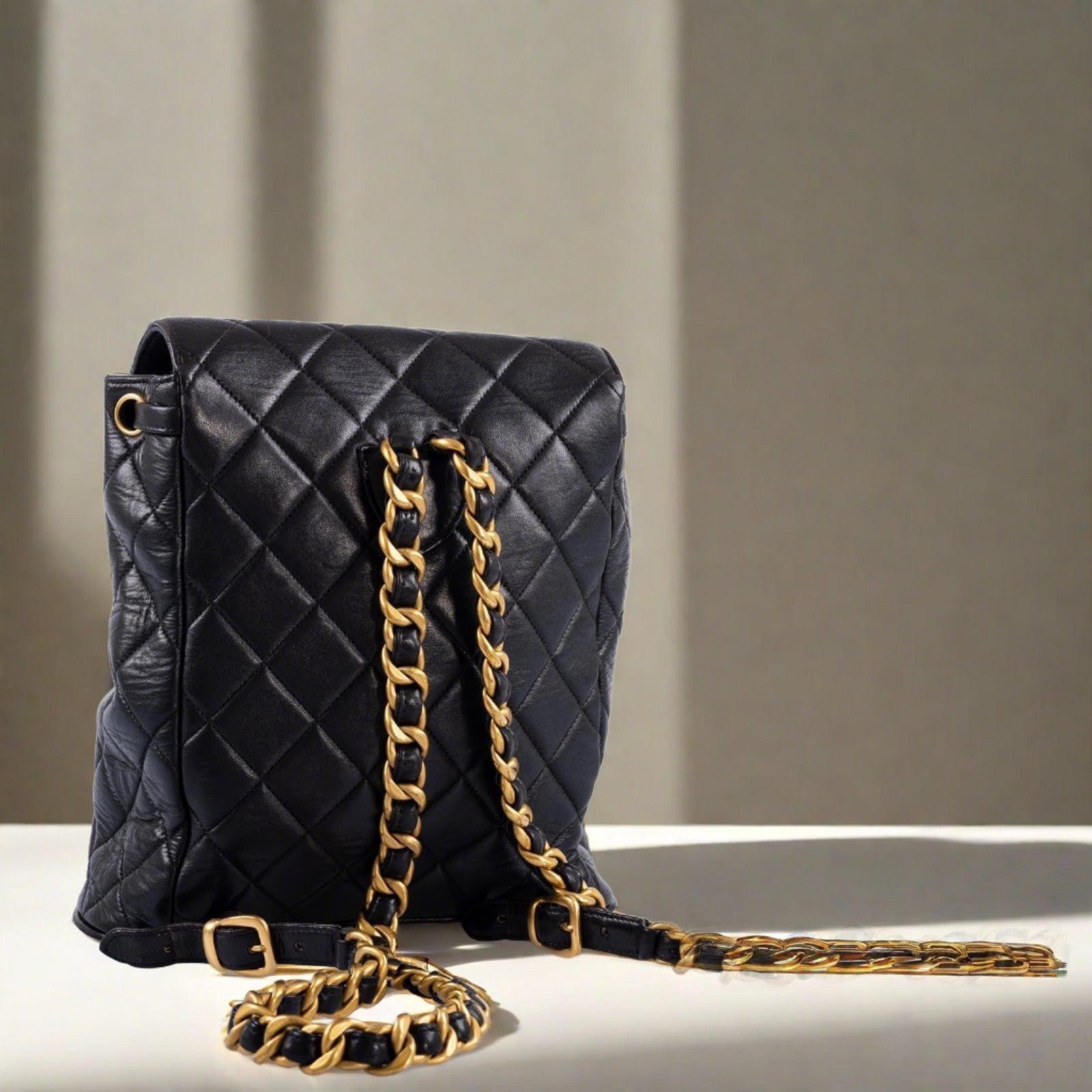 Chanel Mini Duma Backpack Black Quilted Lambskin Gold Hardware