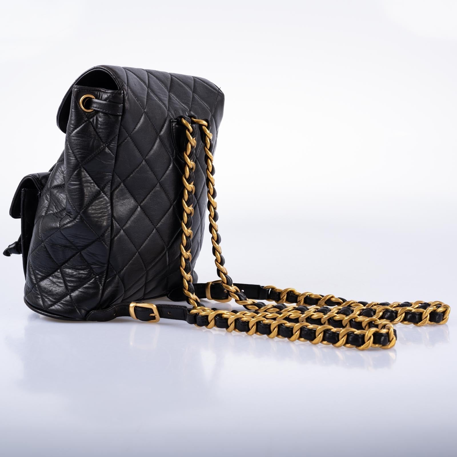 Chanel Mini Duma Backpack Black Quilted Lambskin Gold Hardware