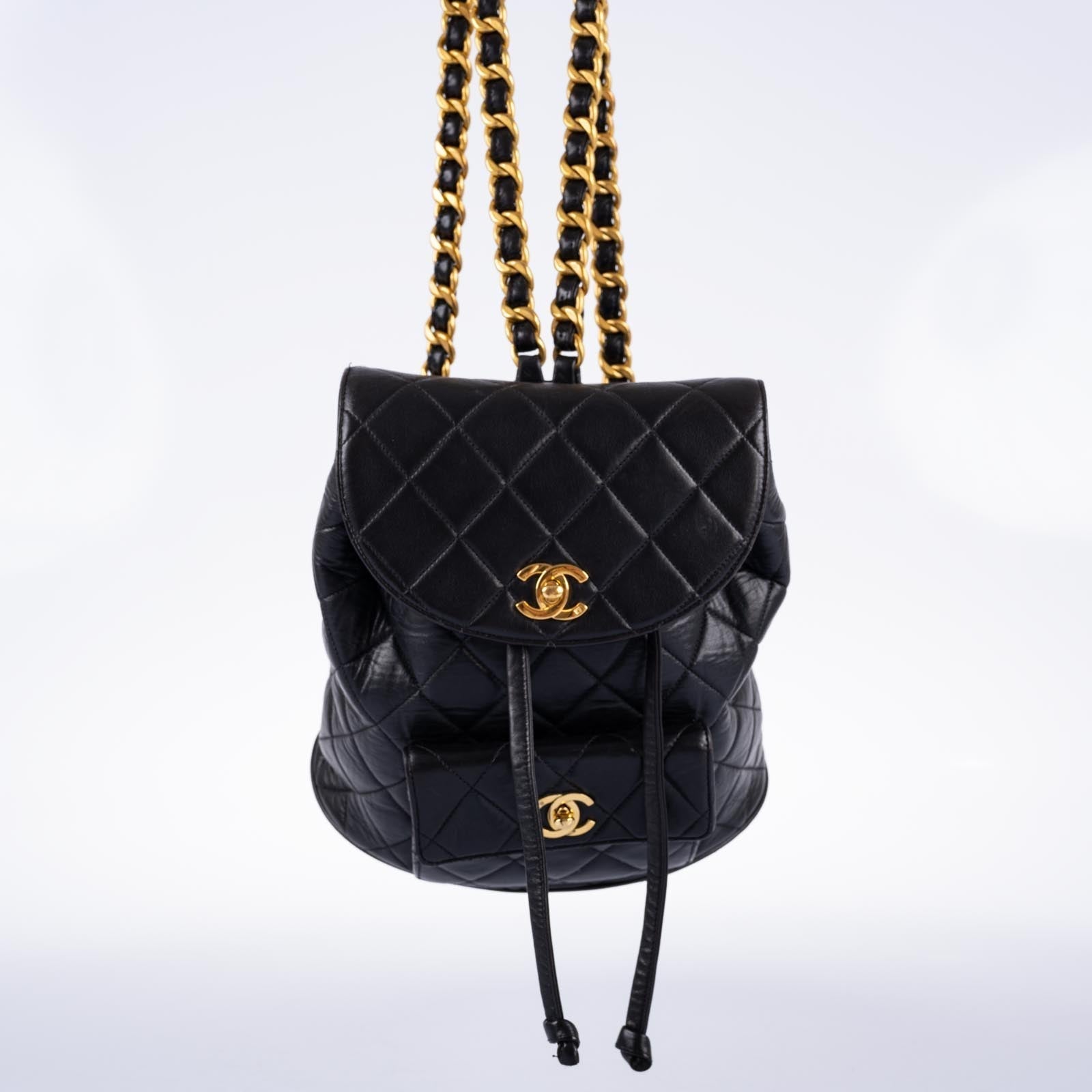 Chanel Mini Duma Backpack Black Quilted Lambskin Gold Hardware