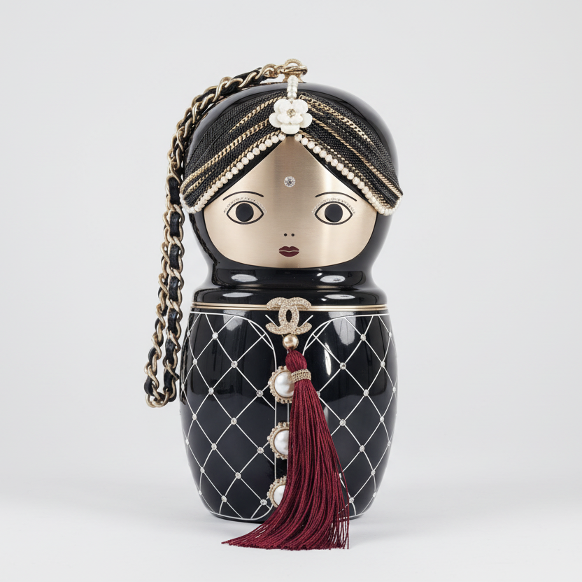 Chanel Paris-Bombay Métiers d'Art Matryoshka Doll Minaudière Black Resin Gold Hardware 2012