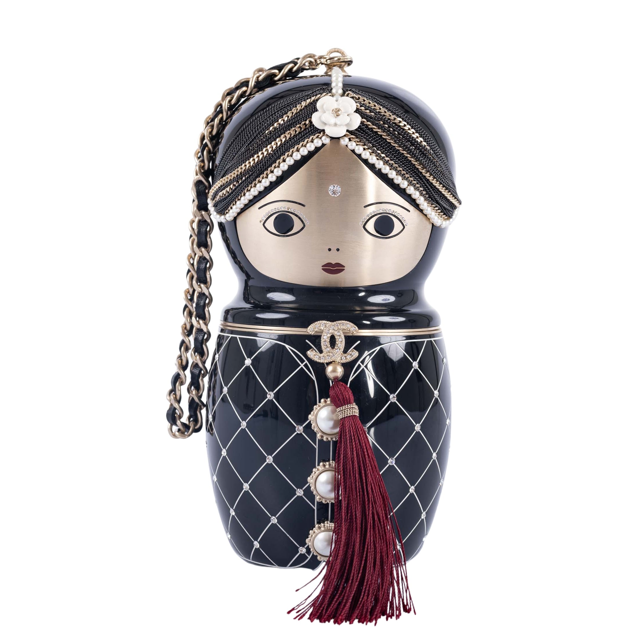 Chanel Paris-Bombay Métiers d'Art Matryoshka Doll Minaudière Black Resin Gold Hardware 2012