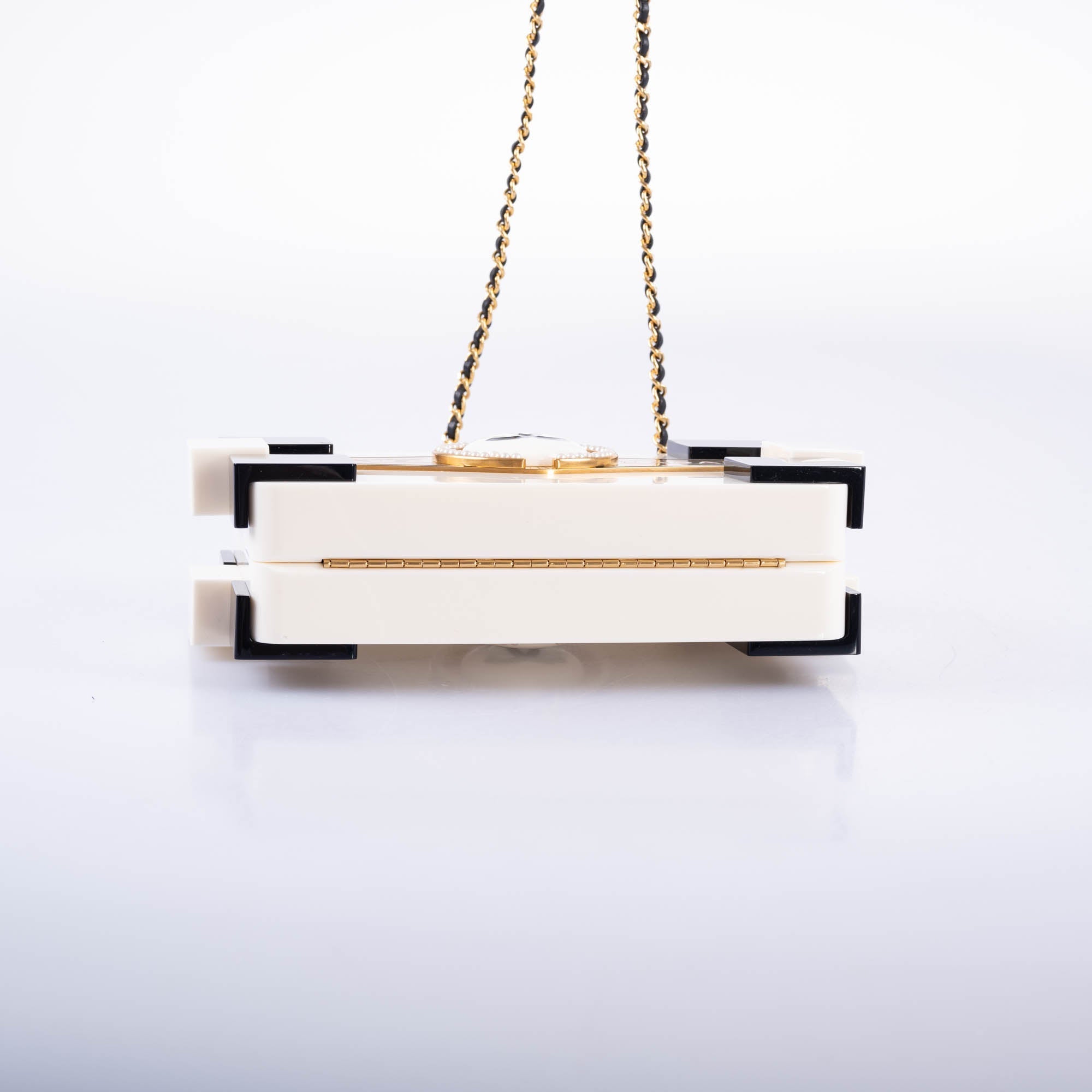 Chanel Paris-Habana Boy Brick Minaudière White & Black Plexiglass Gold Hardware