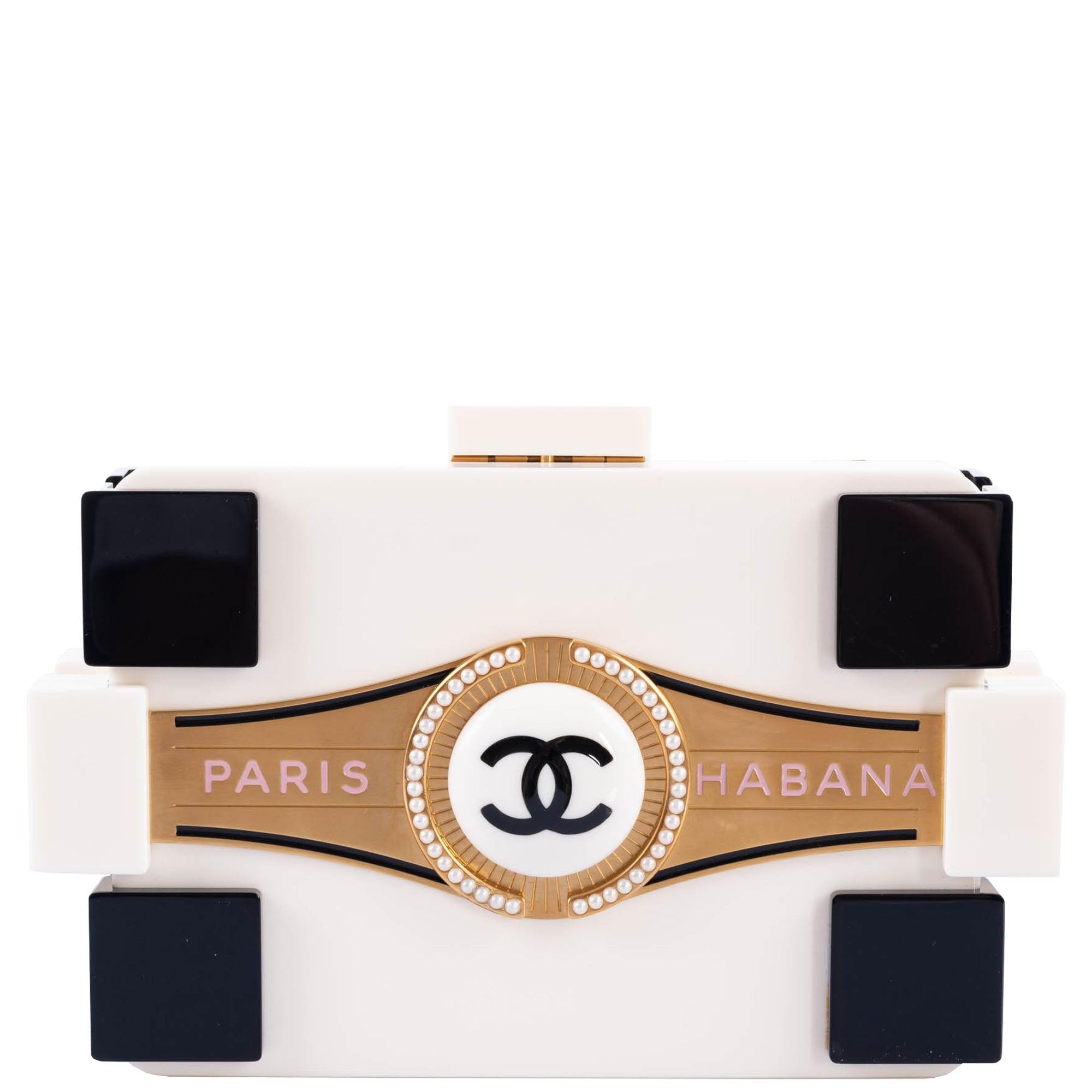 Chanel Paris-Habana Boy Brick Minaudière White & Black