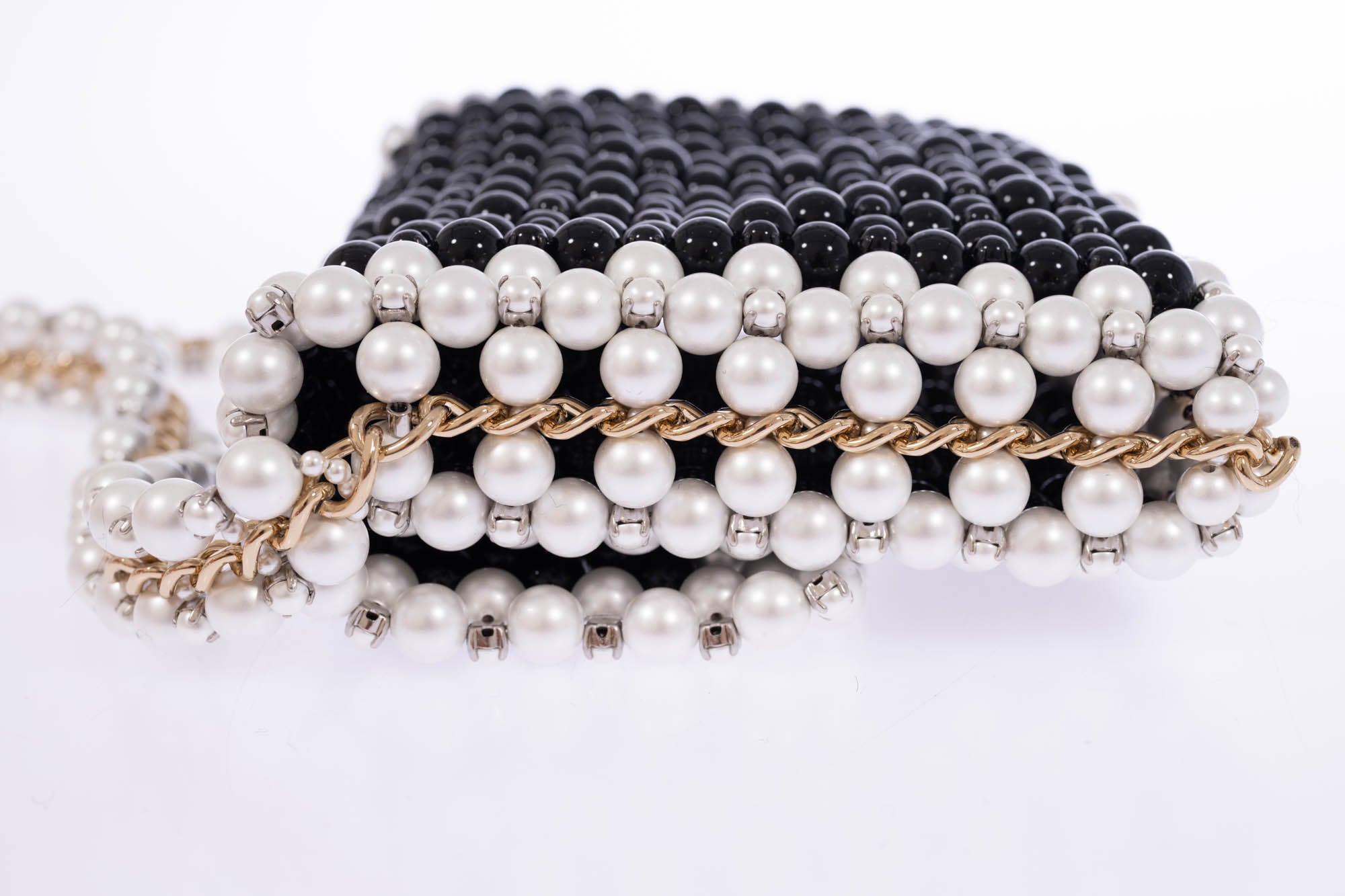 Chanel Runway Pearl Crossbody Black and White Gold Hardware