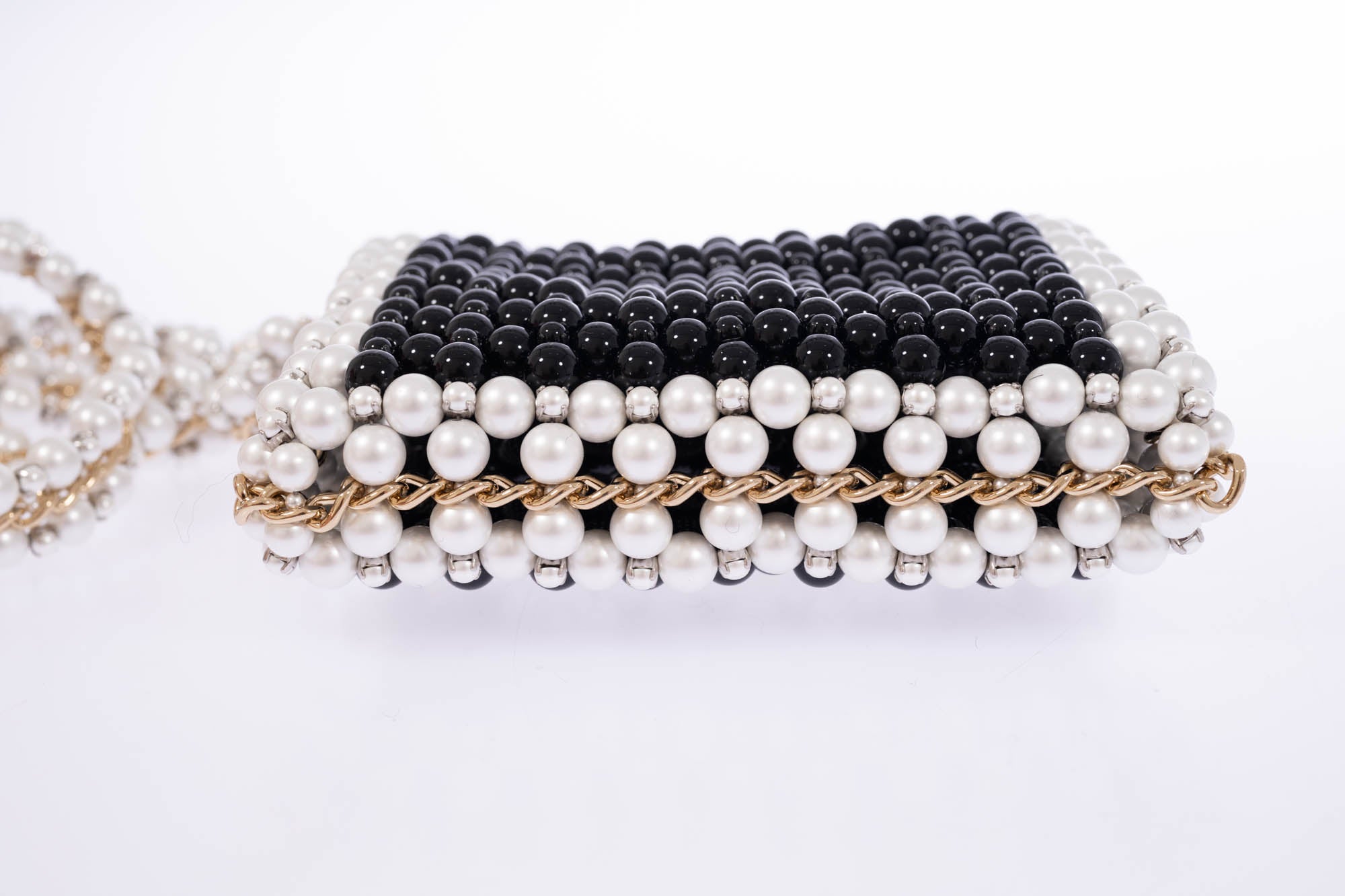Chanel Runway Pearl Crossbody Black and White Gold Hardware