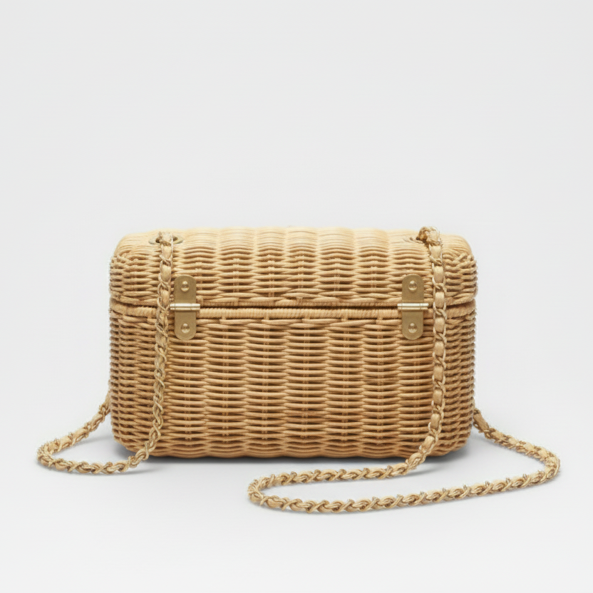 Chanel Vanity Case Braided Rattan Gold Hardware