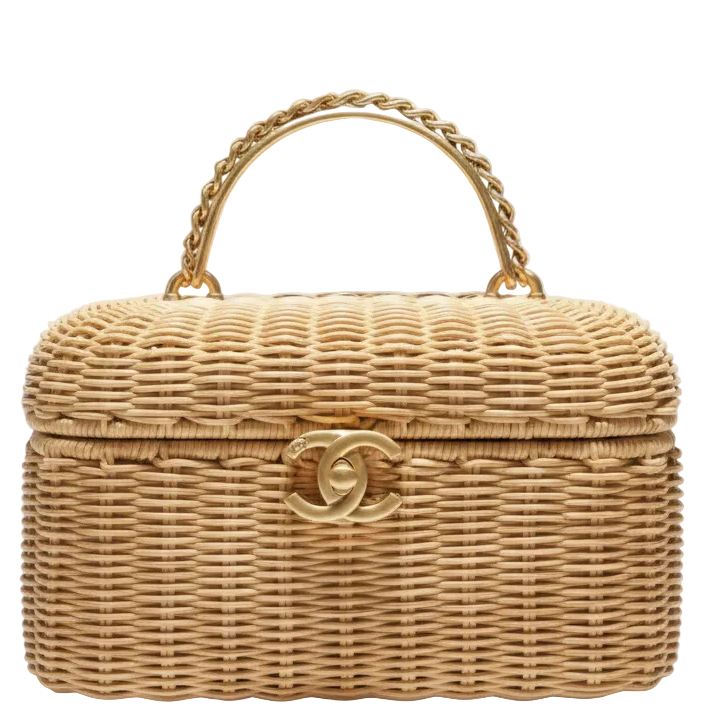 Chanel Vanity Case Braided Rattan Gold Hardware