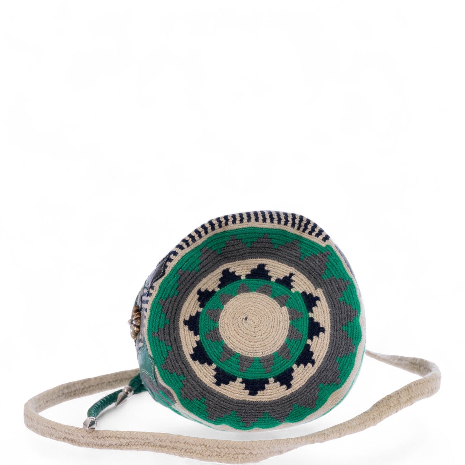 Chrome Hearts x Guanabana Woven Bucket Bag Green/Beige Cross Patches Sterling Silver