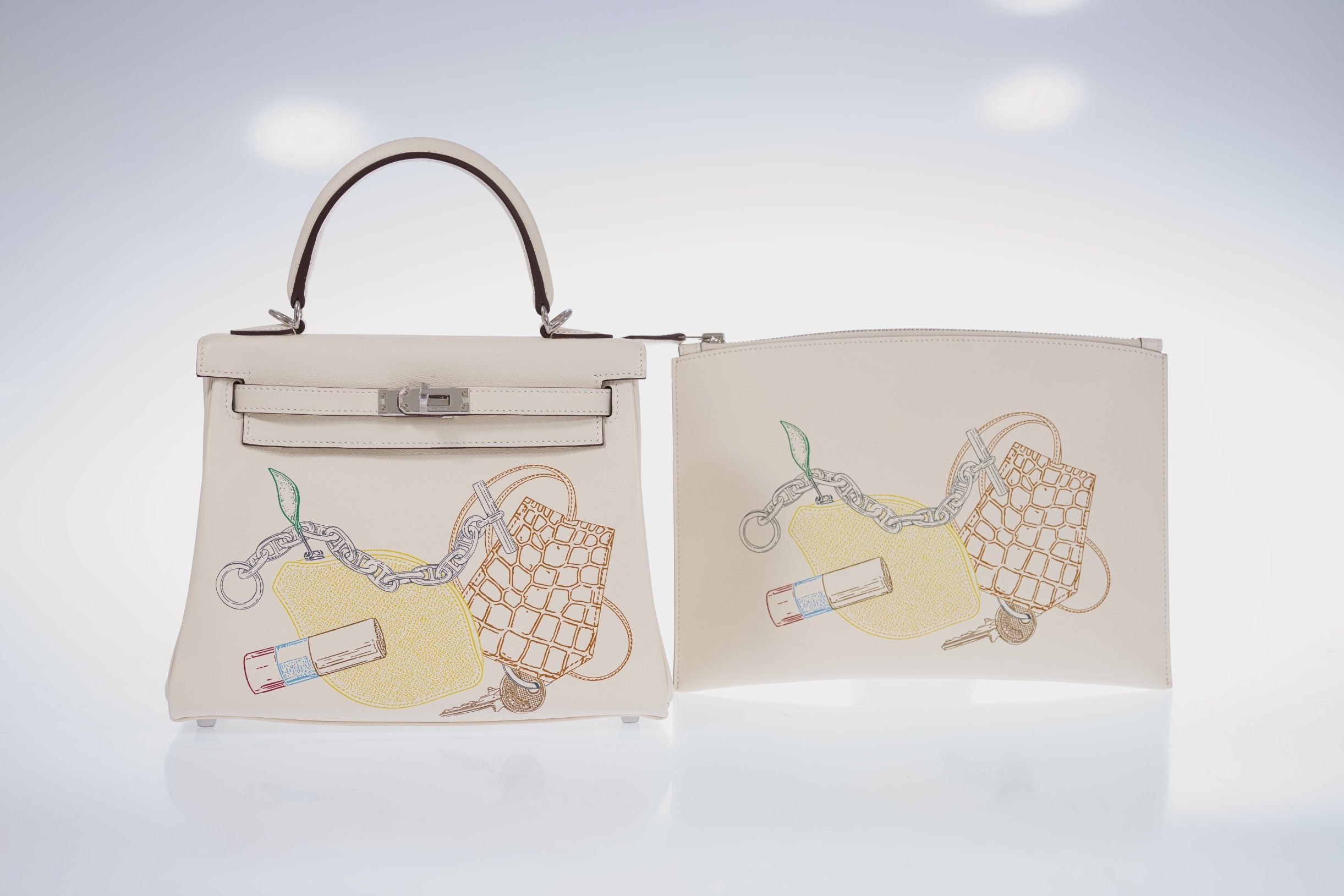 Hermès Pochette Bazar In and Out PM Clutch Nata Swift Leather
