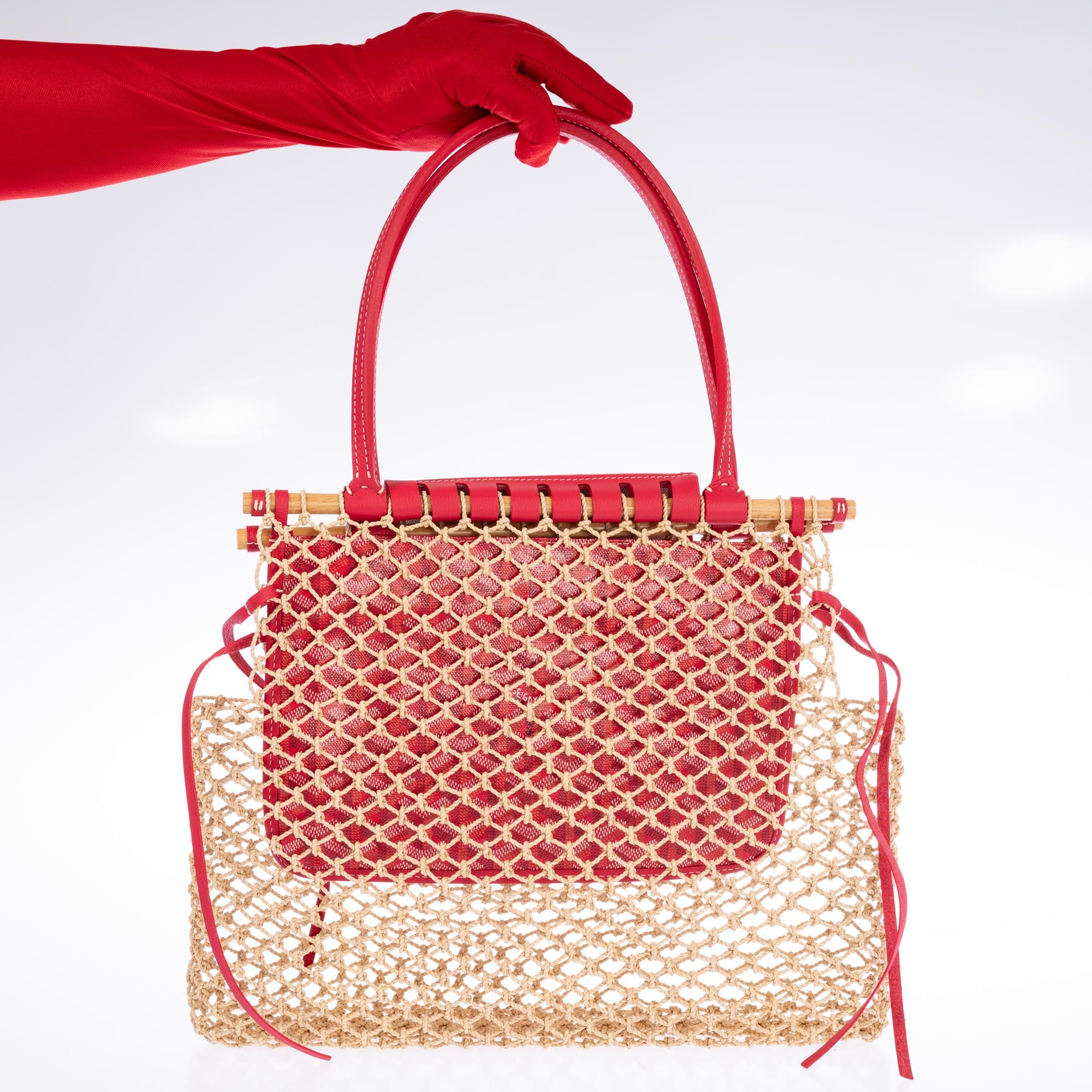 Goyard Goyardine Canvas Fuchsia Aligre Bag Raffia Net Palladium Hardware