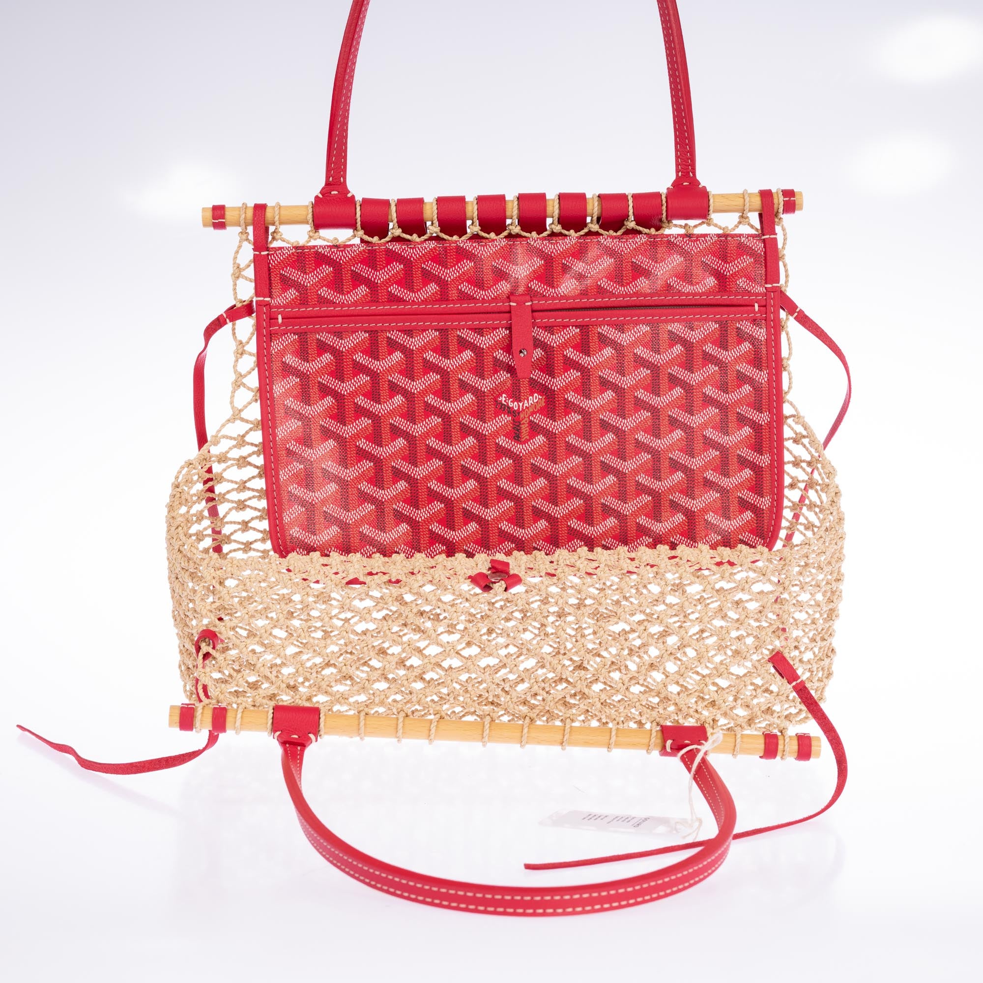 Goyard Goyardine Canvas Fuchsia Aligre Bag Raffia Net Palladium Hardware