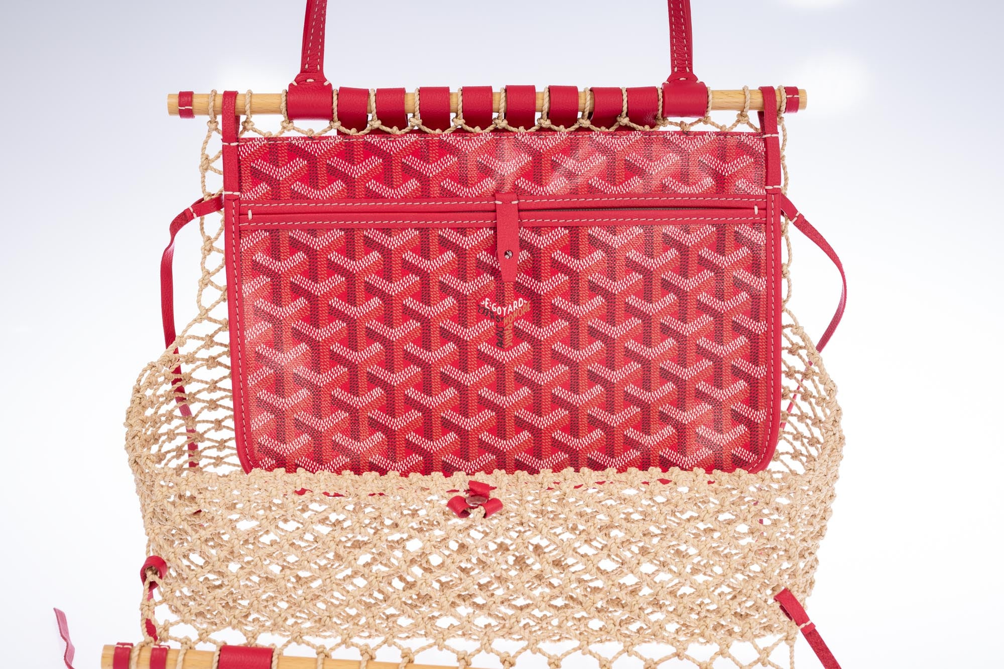 Goyard Goyardine Canvas Fuchsia Aligre Bag Raffia Net Palladium Hardware
