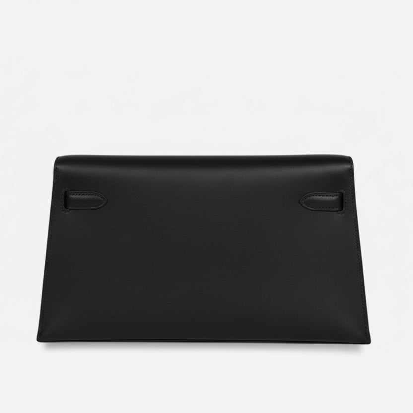 Hermès Kelly Élan Broderie Collage Noir Swift, Shiny Niloticus Crocodile and Alligator Palladium Hardware