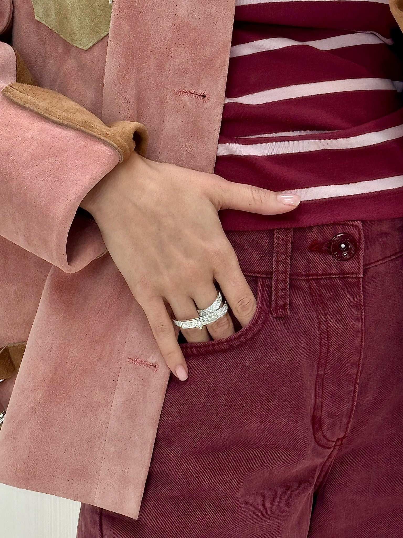 Hermès 18K White Gold & Diamond Kelly Gavroche Double Ring