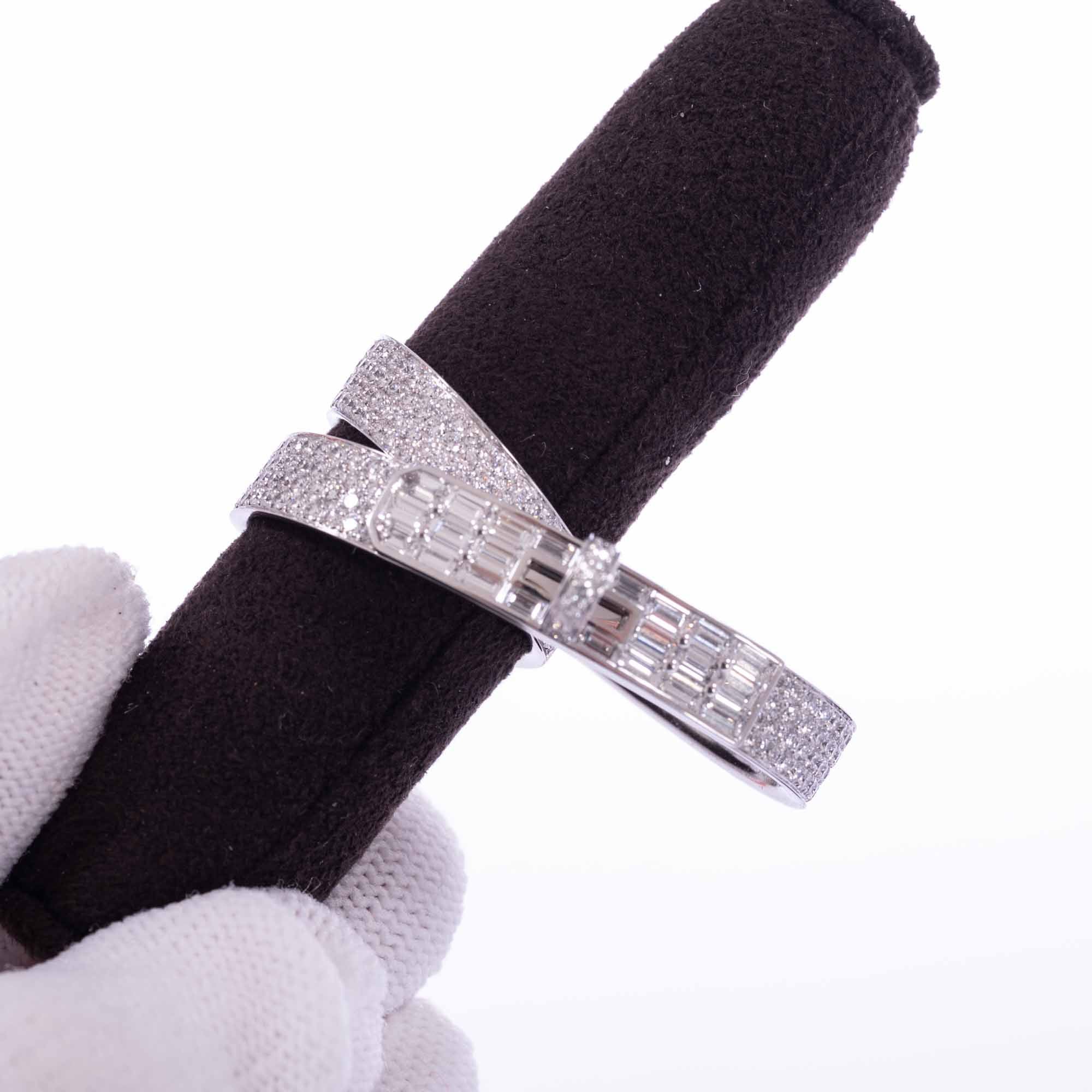 Hermès 18K White Gold & Diamond Kelly Gavroche Double Ring