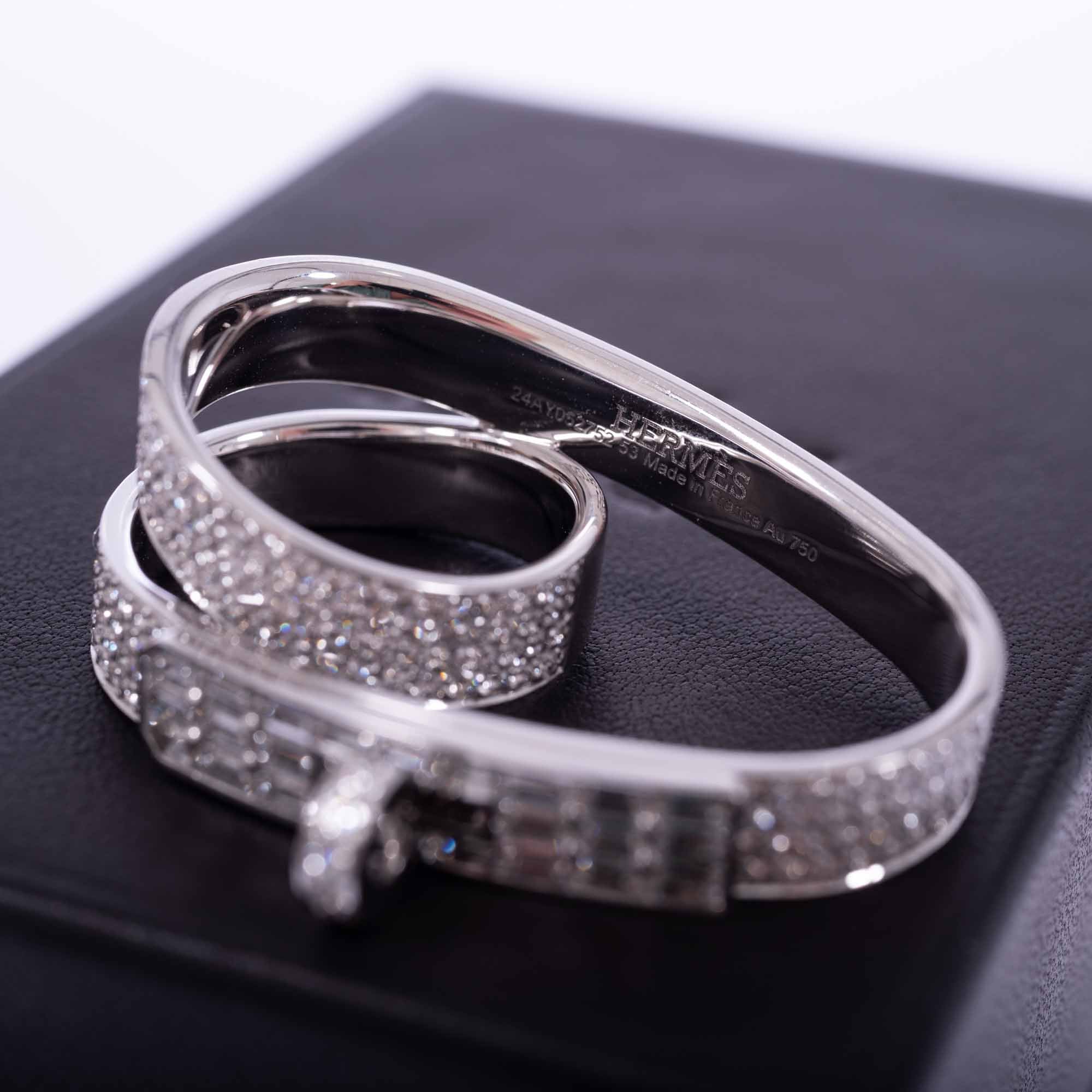 Hermès 18K White Gold & Diamond Kelly Gavroche Double Ring