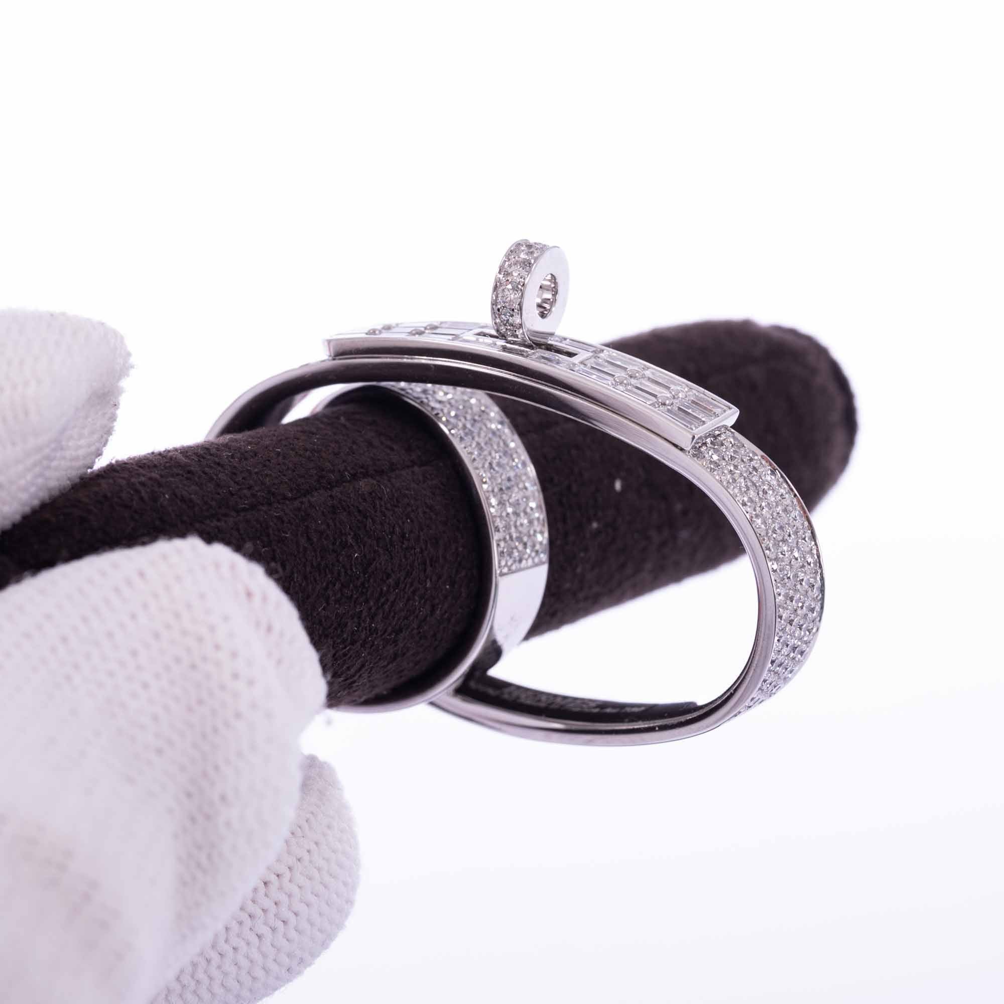 Hermès 18K White Gold & Diamond Kelly Gavroche Double Ring