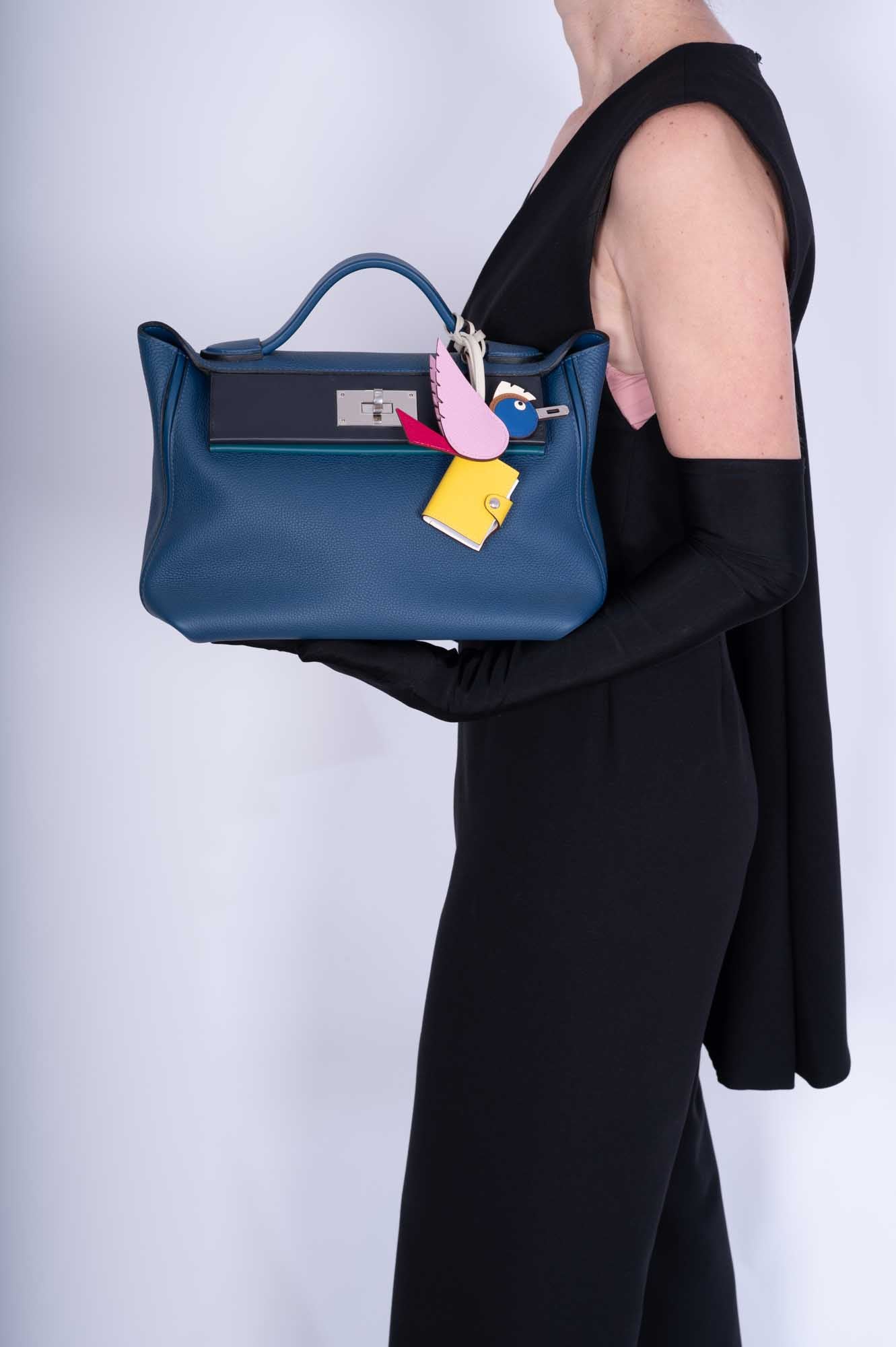 Hermès 24/24 29 Deep Blue Togo and Vert Bosphore Swift Palladium Hardware
