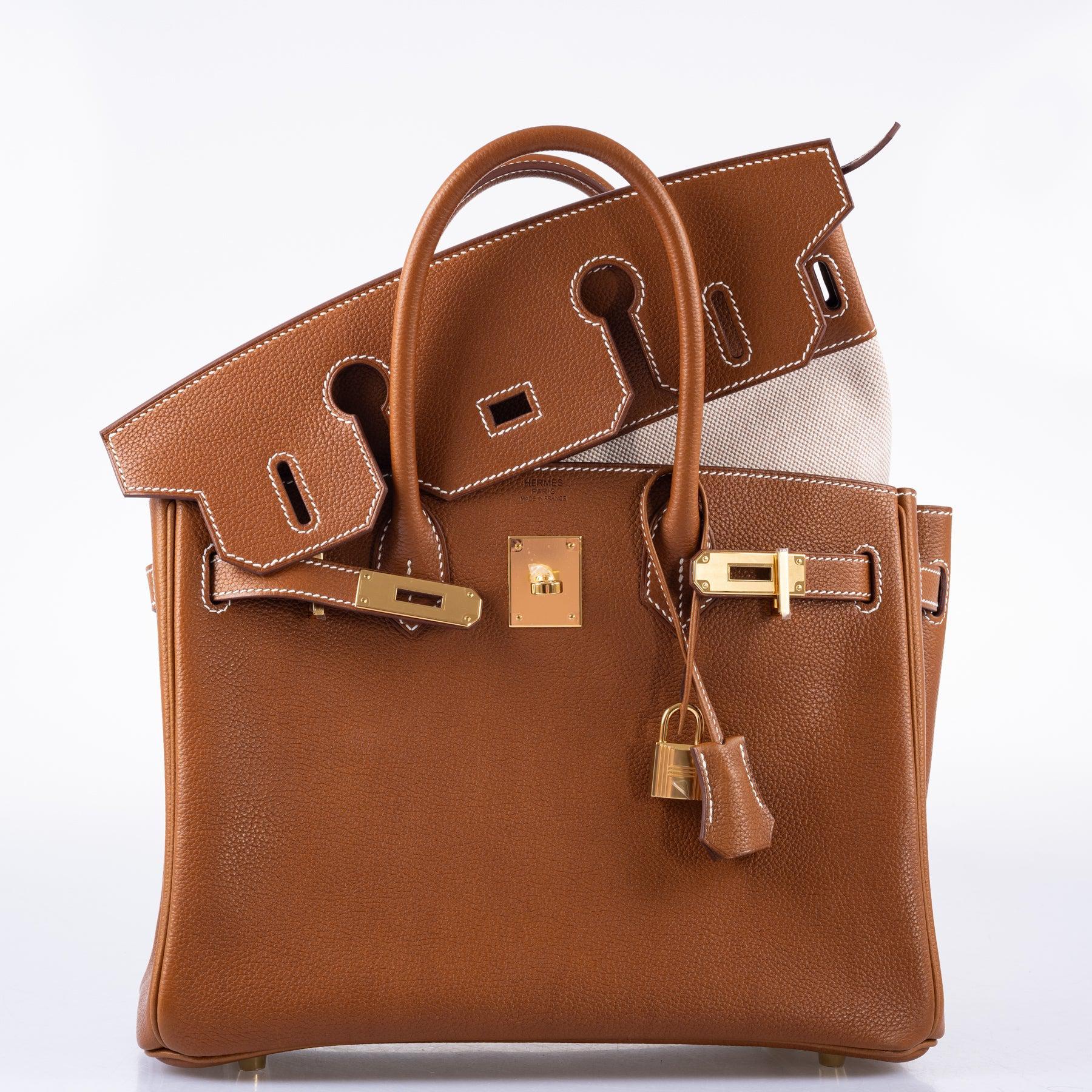 Hermès 3 in 1 Birkin 30 Fauve Barenia Faubourg and Toile Gold Hardware