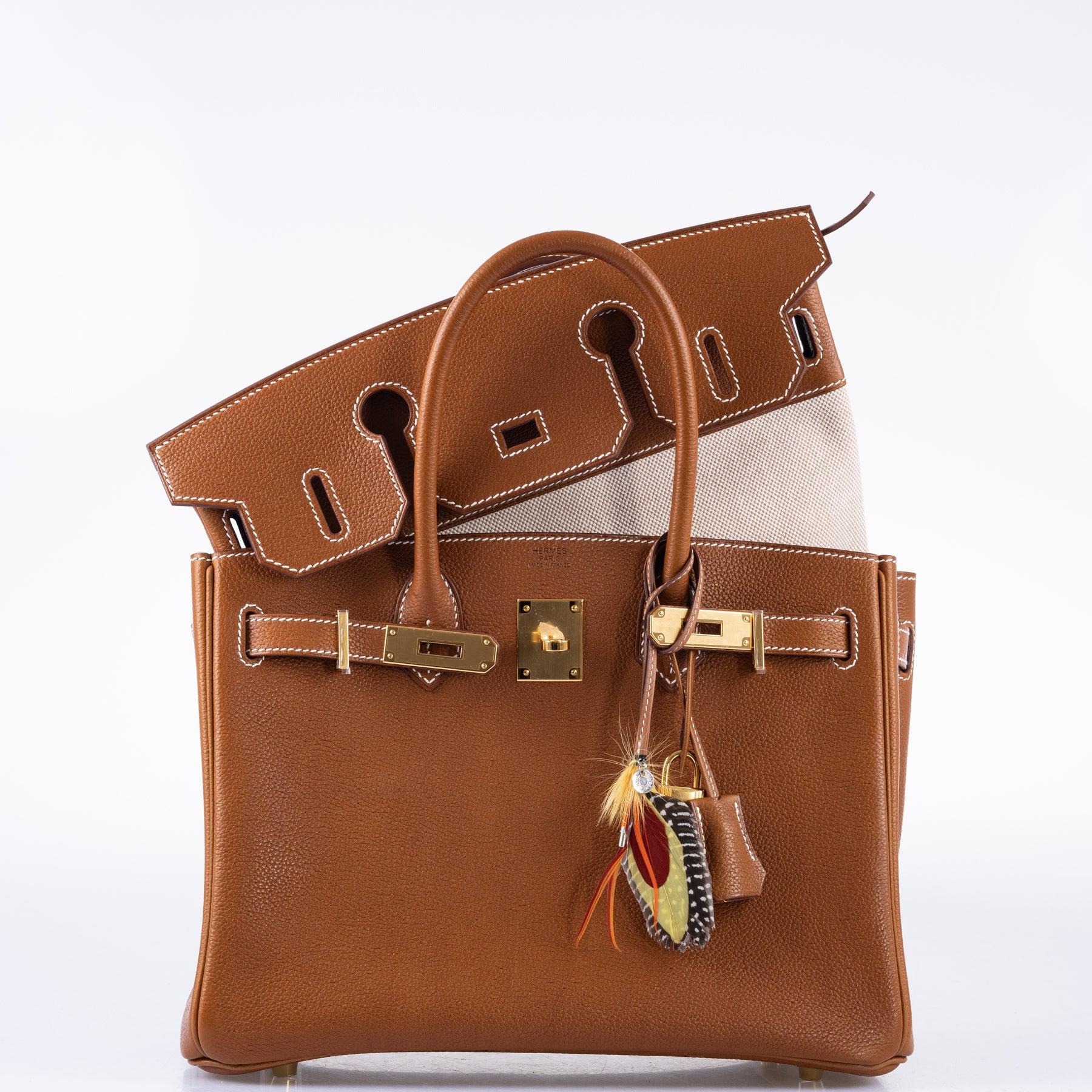 Hermès 3 in 1 Birkin 30 Fauve Barenia Faubourg and Toile Gold Hardware