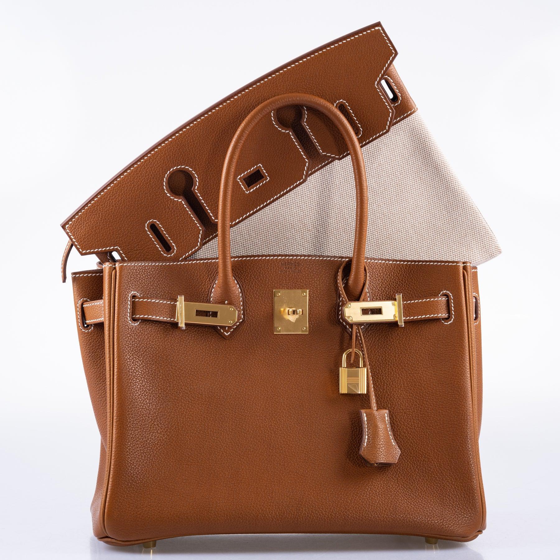 Hermès 3 in 1 Birkin 30 Fauve Barenia Faubourg and Toile Gold Hardware