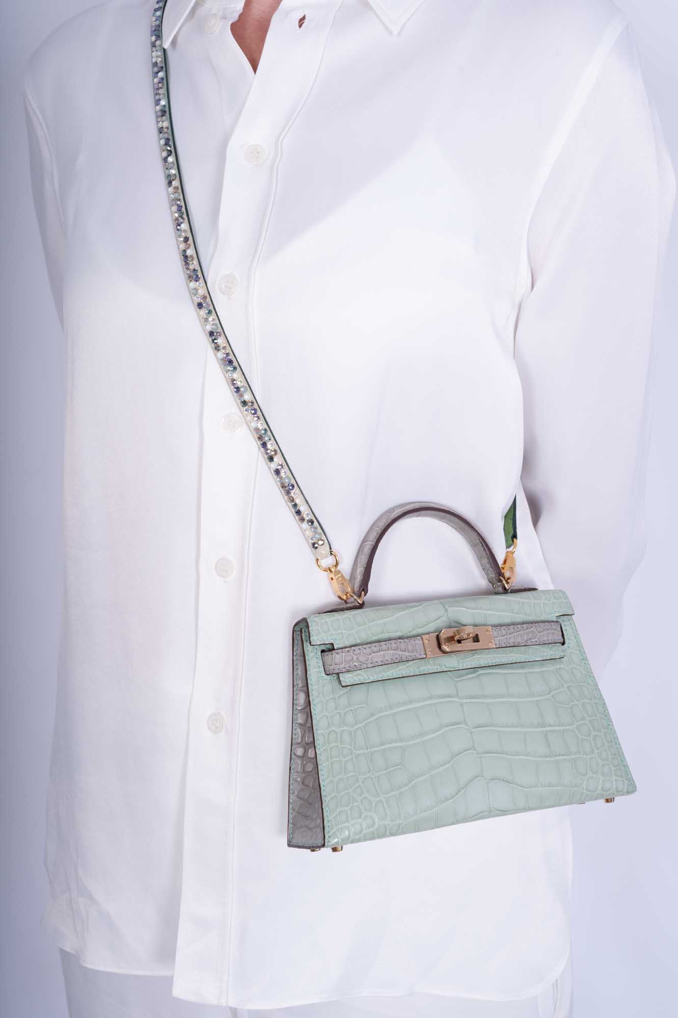 Hermès 85cm Cross Body Strap with Custom Swarovski