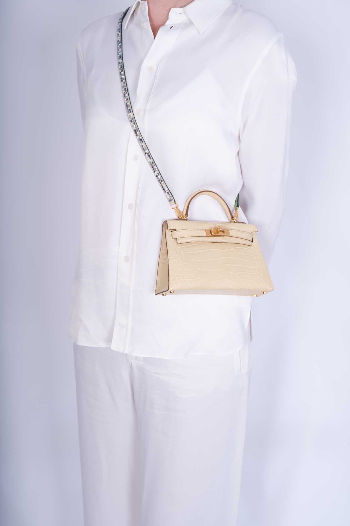 Hermès 85cm Cross Body Strap with Custom Swarovski