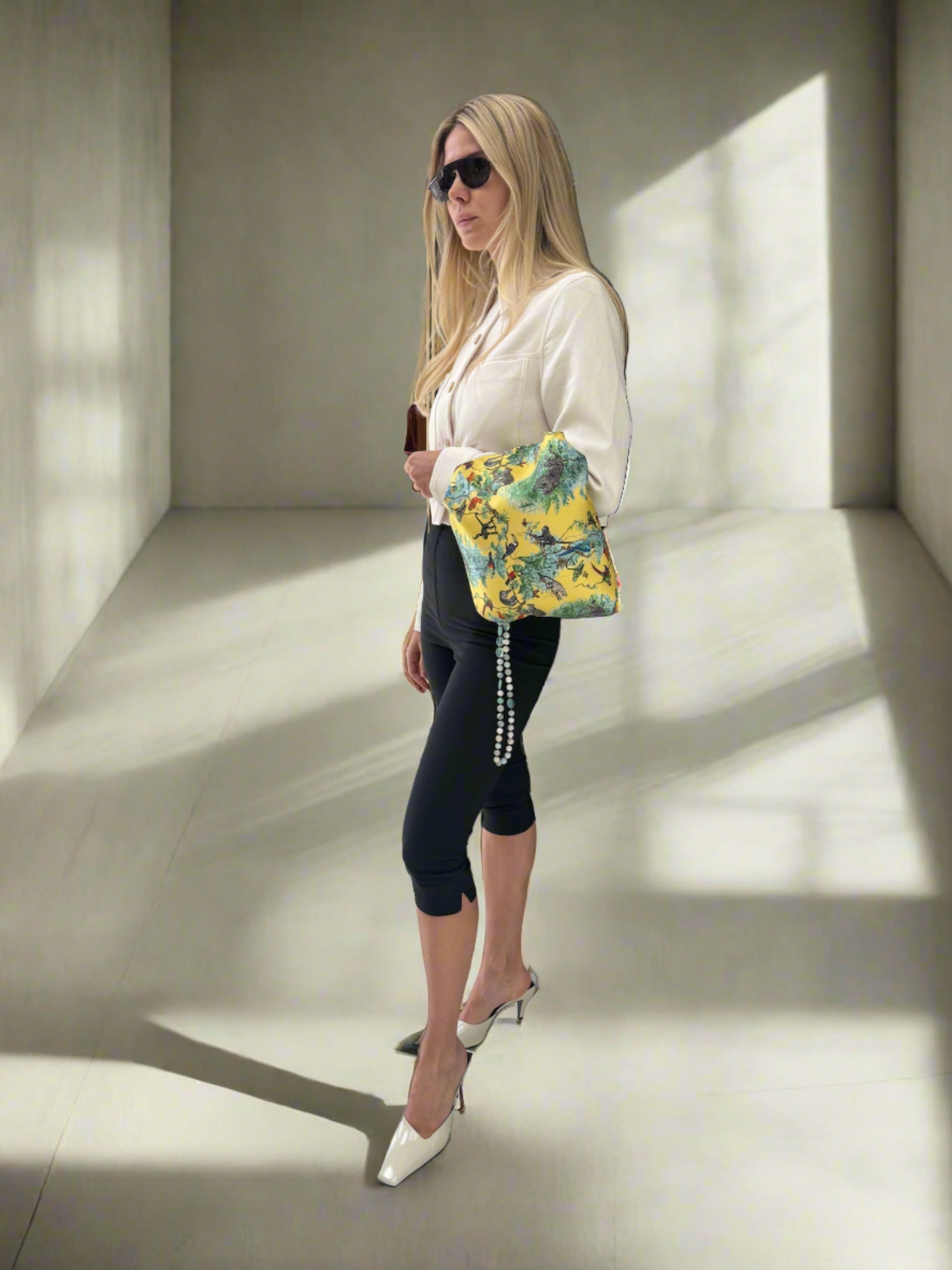 Hermès Balusoie Bag Jaune De Naples Equateur Silk Print And Naturel Hunter