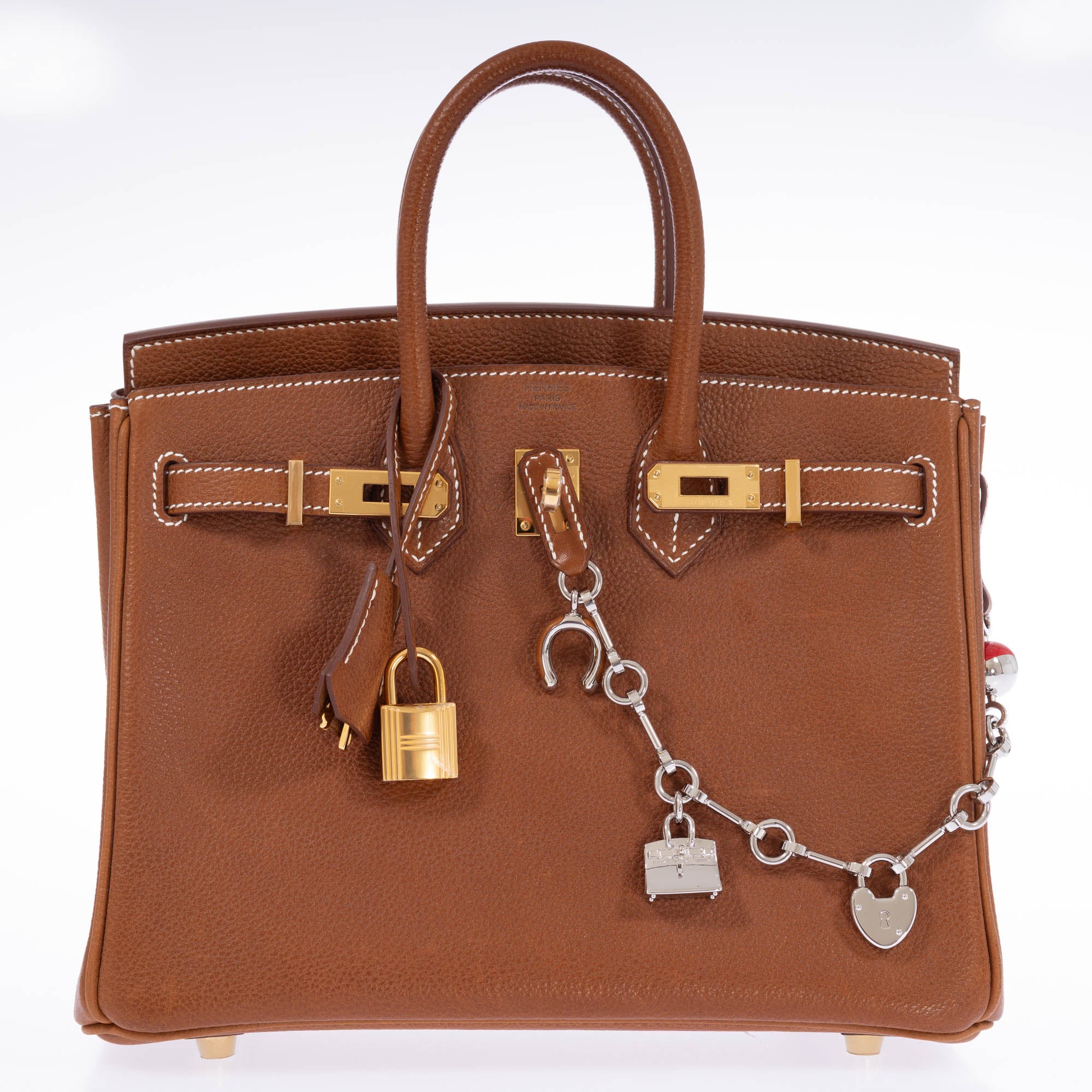 Hermès Bijou de Birkin Charm Gold Leather Palladium Hardware