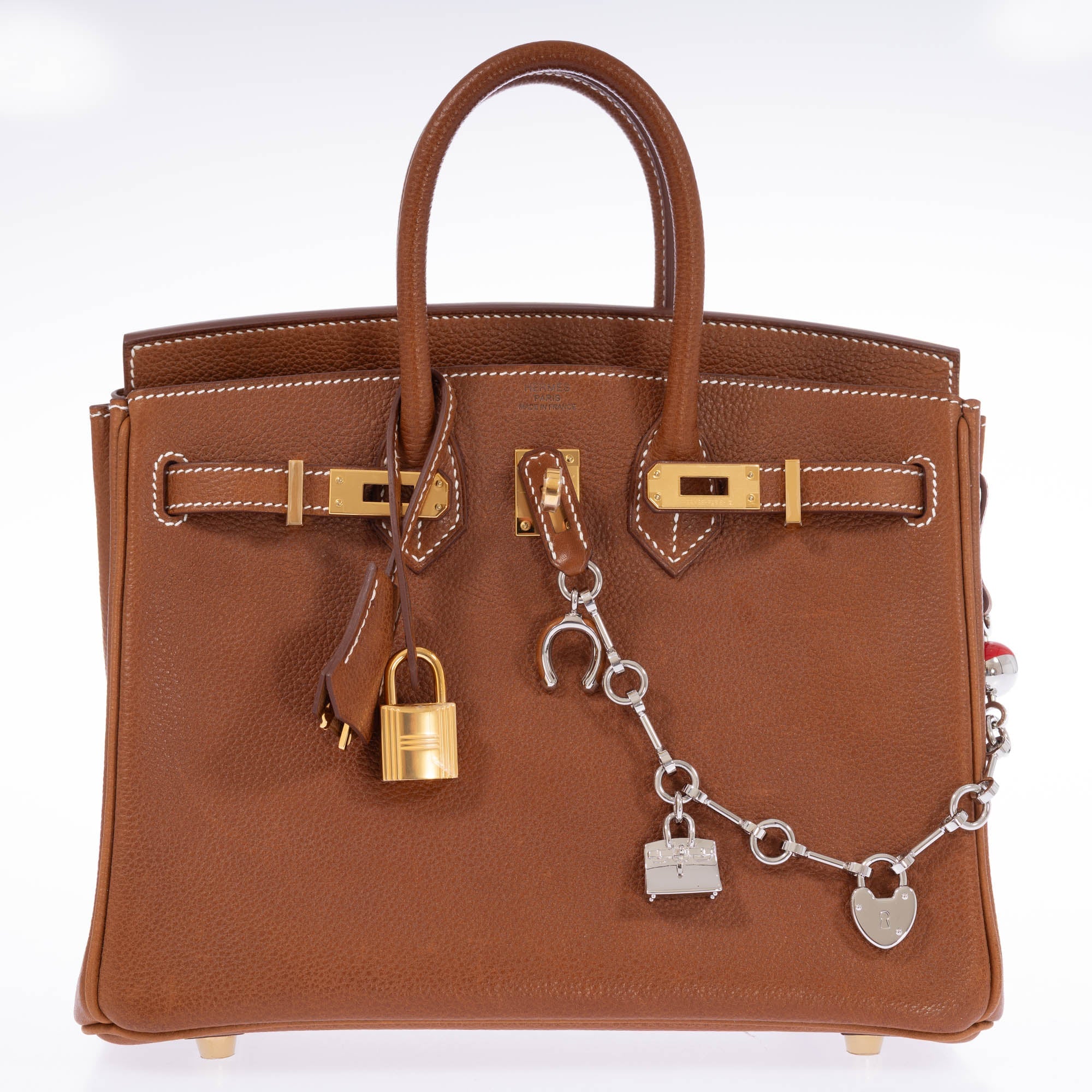 Hermès Bijou de Birkin Charm Gold Leather Palladium Hardware