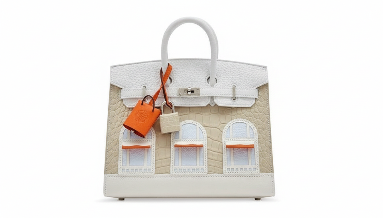 Hermès Birkin 20 Faubourg "Snow" Sellier Béton Matte Alligator & White Togo Palladium Hardware